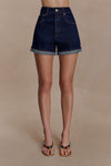 Carlene Cuffed Denim Shorts - Indigo Blue