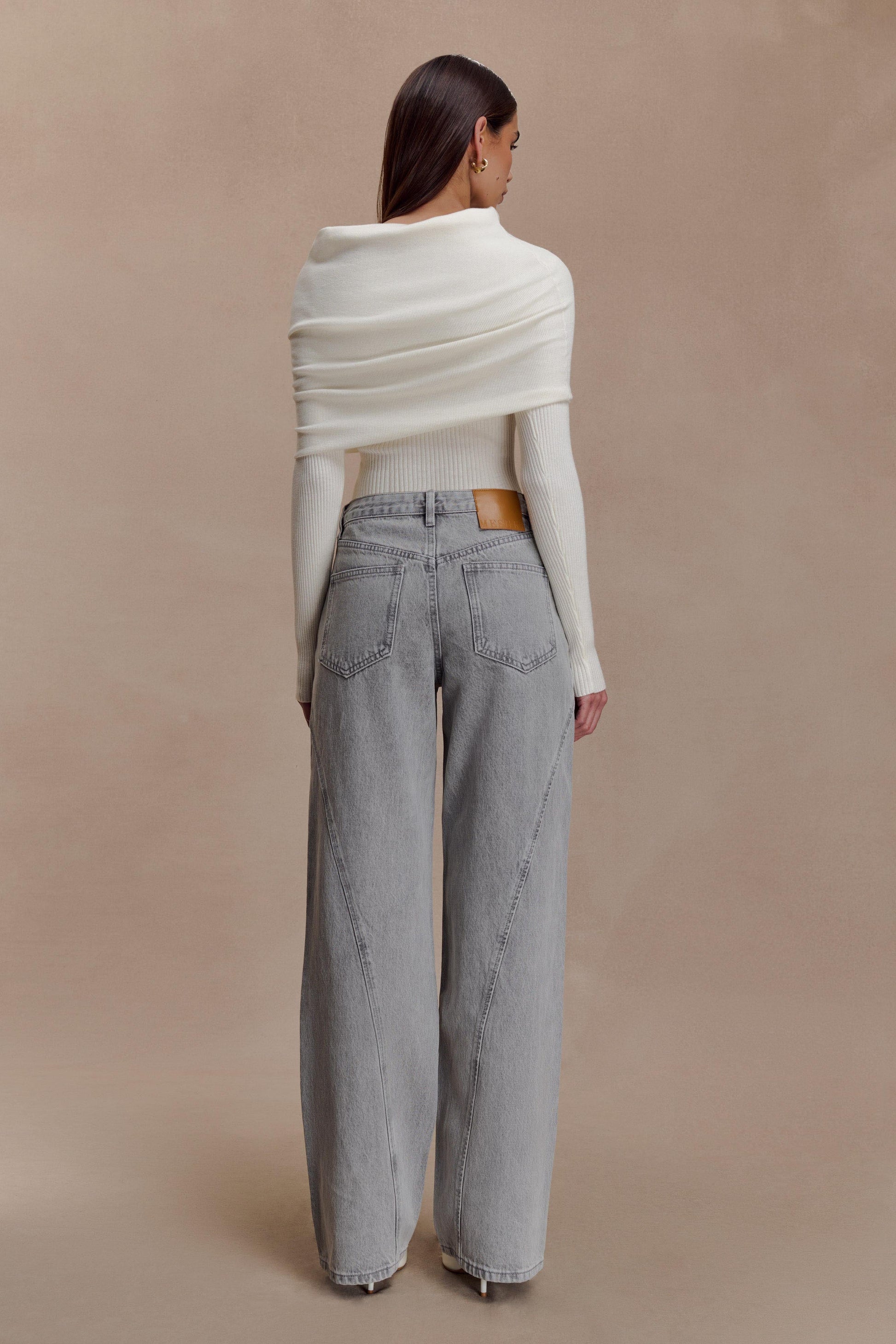 Mazie Asymetrical Cashmere Blend Long Sleeve Knit Top - Ivory #5