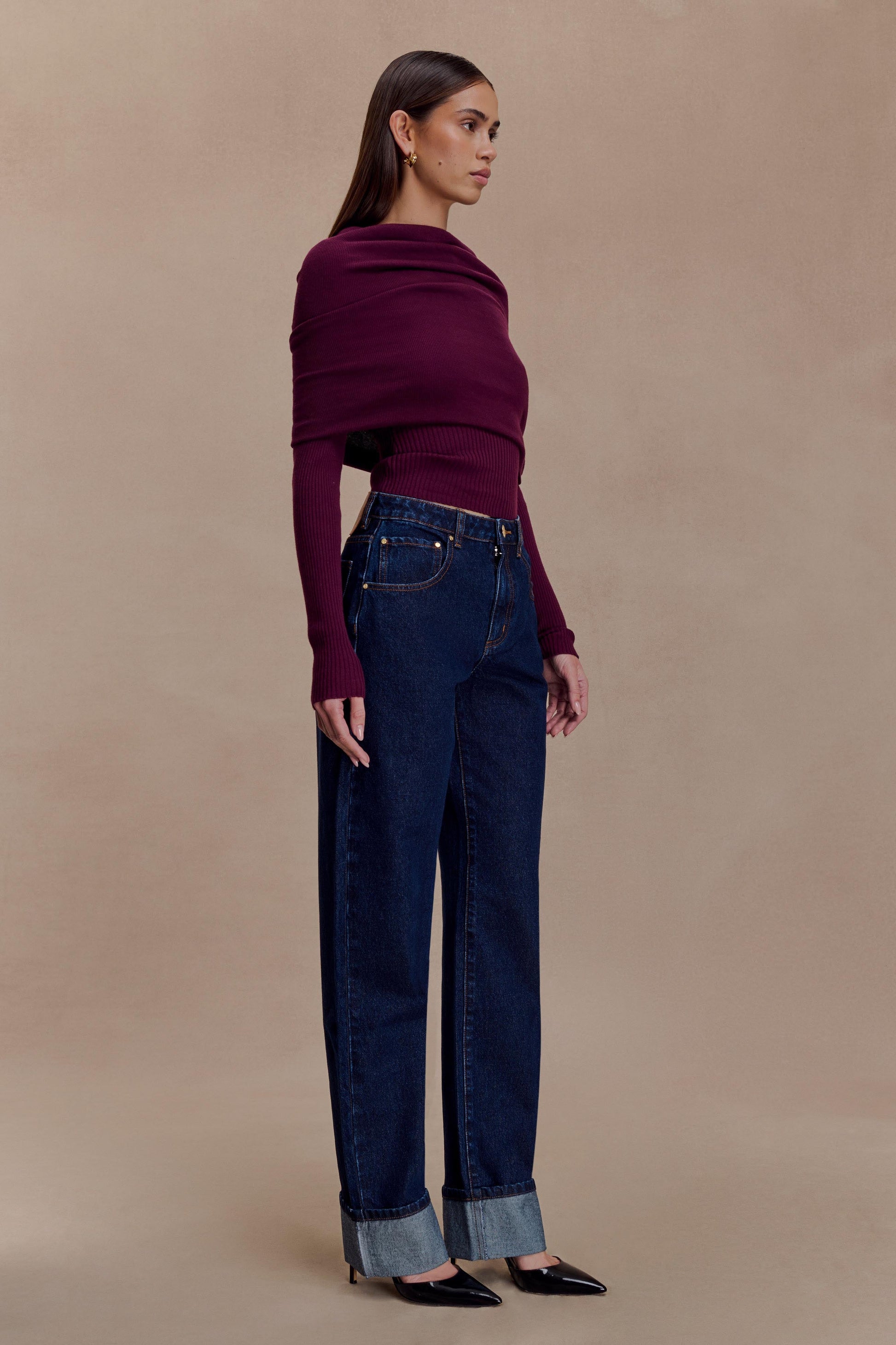 Kirralee Straight Leg Cuffed Jeans - Indigo Blue #3