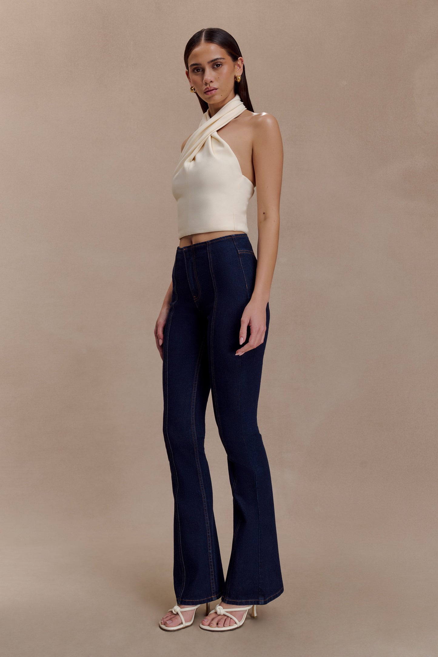 Clio Paneled Flare Jeans - Indigo Blue