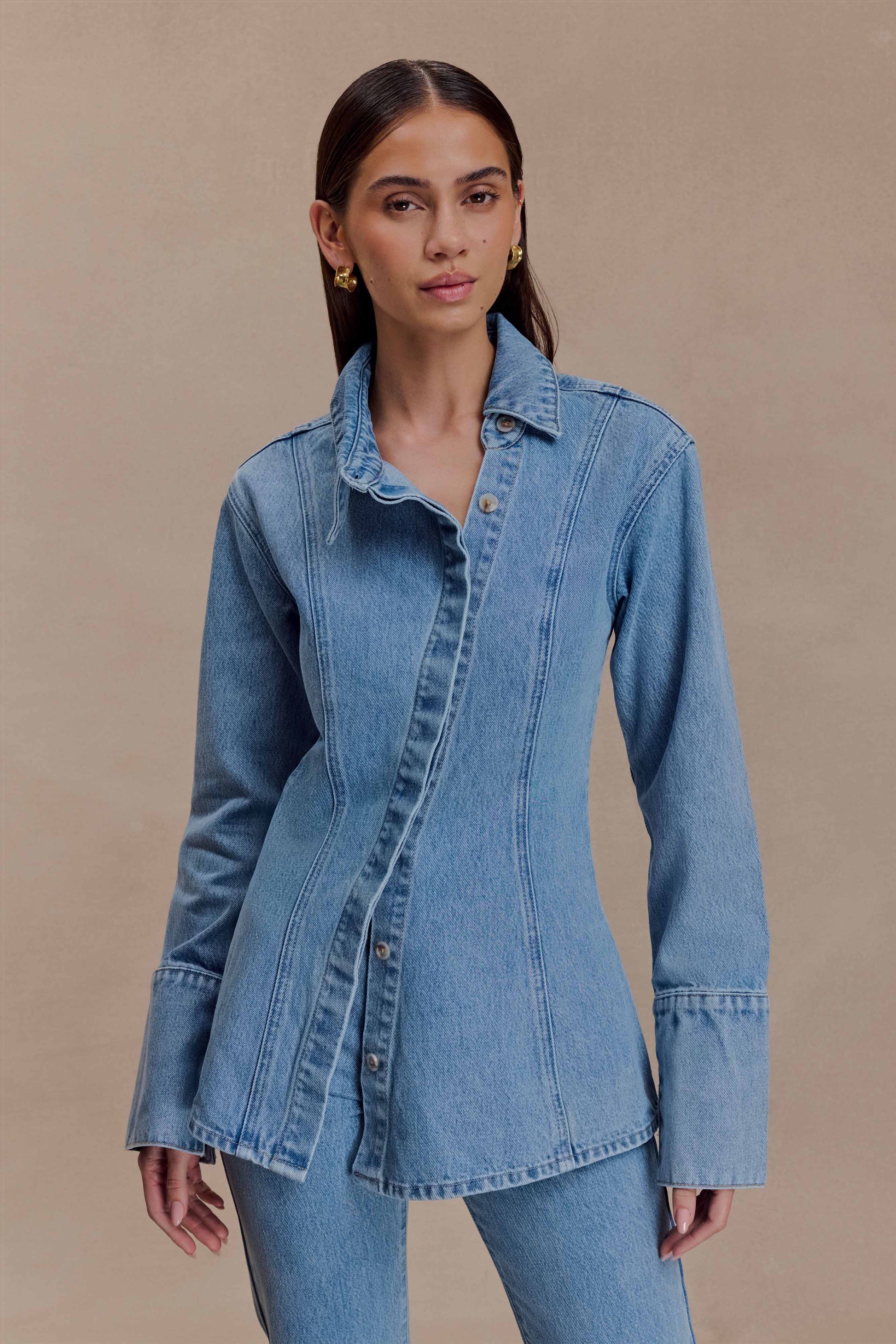 Jericho Asymmetrical Denim Shirt - Classic Blue #2