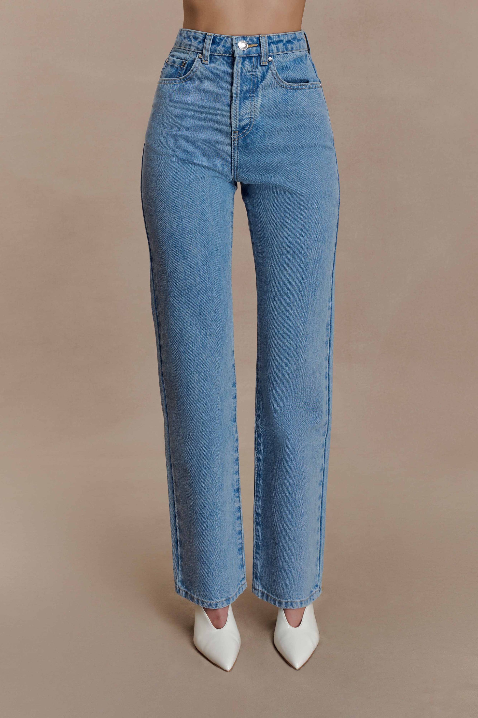 Janine High Waisted Straight Leg Jeans - Classic Blue #7