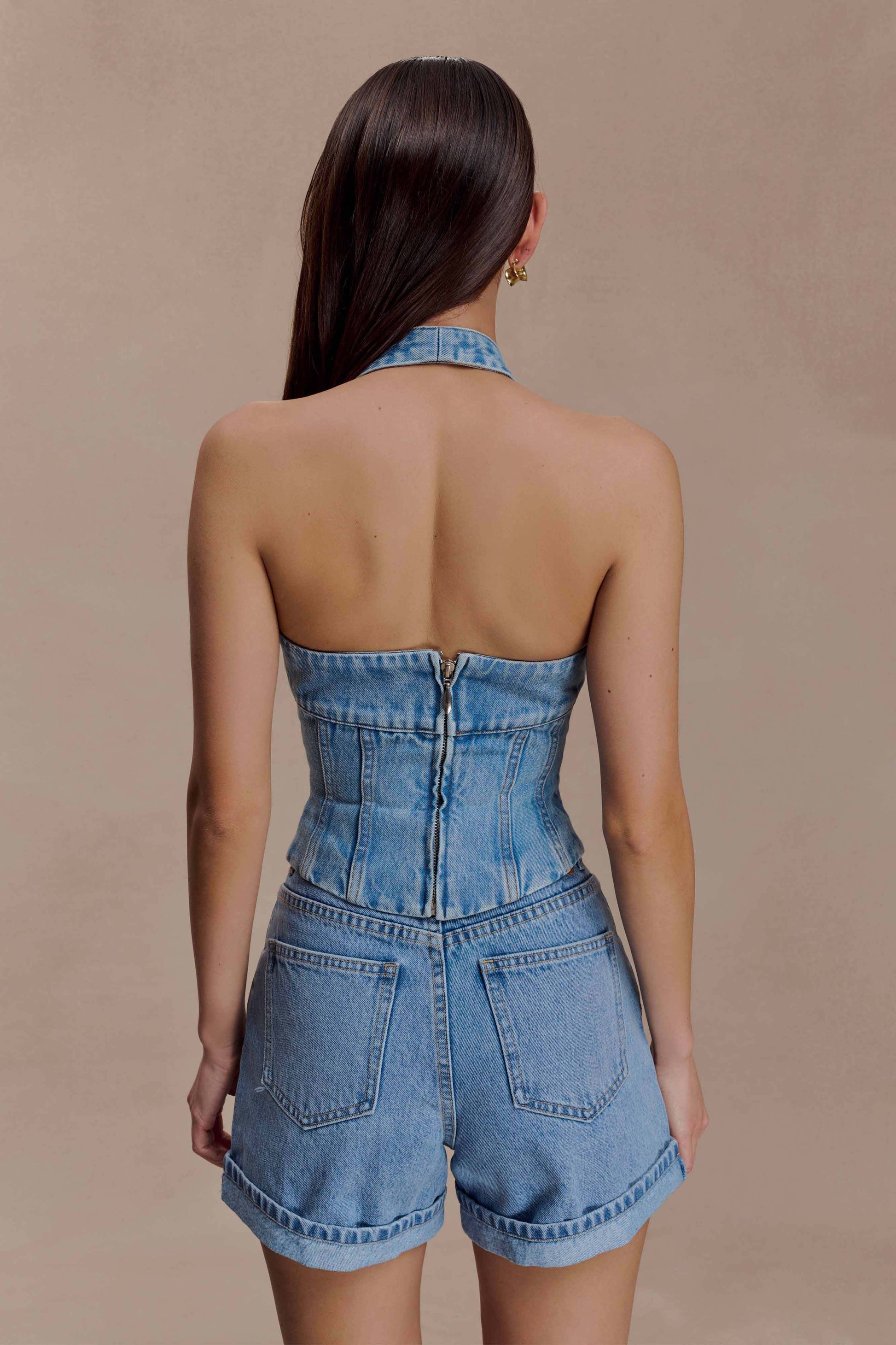 Carlene Cuffed Denim Shorts - Classic Blue #4