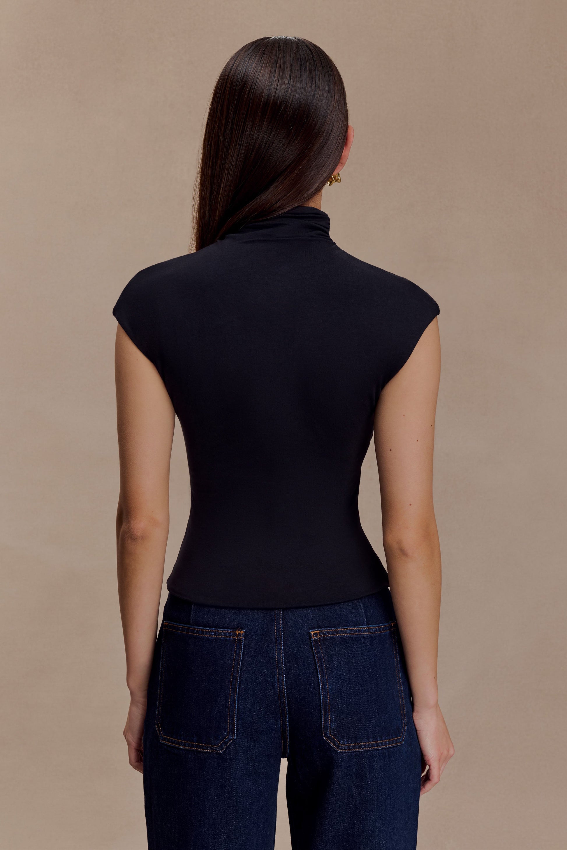 Freesia High Neck Sleeveless Top - Black #2