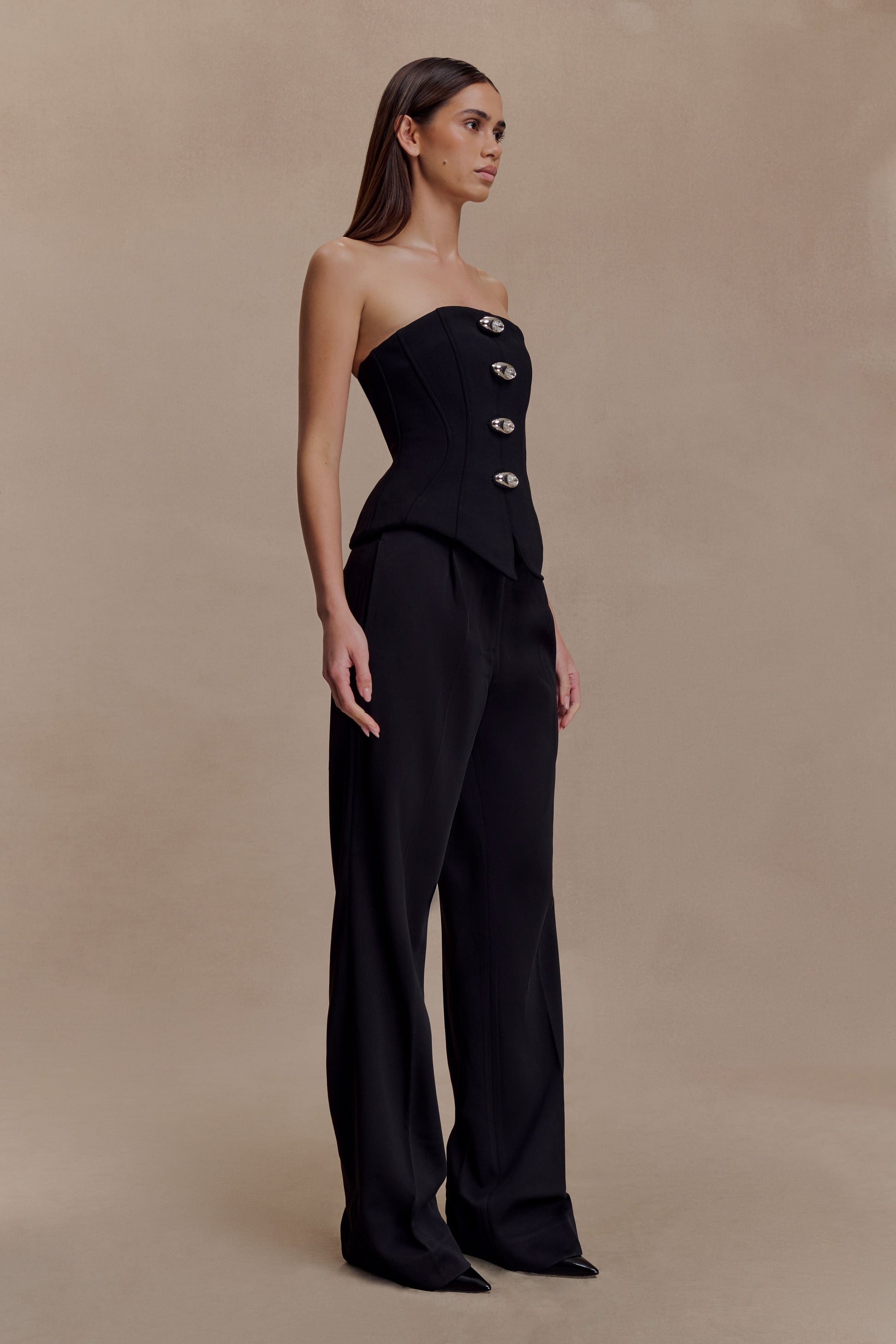 Arla Button Up Corset Top - Black #5