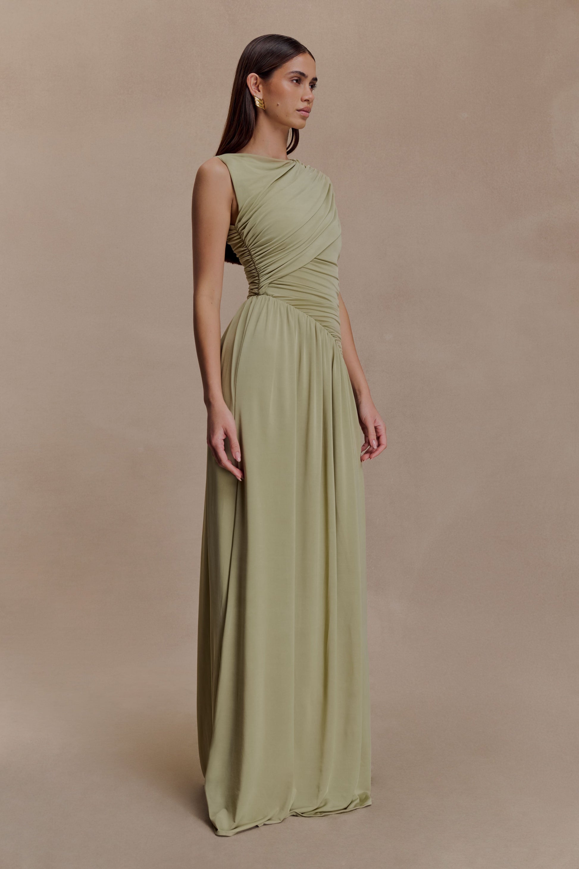 Ayeshya Slinky Asymmetric Maxi Dress - Sage #4