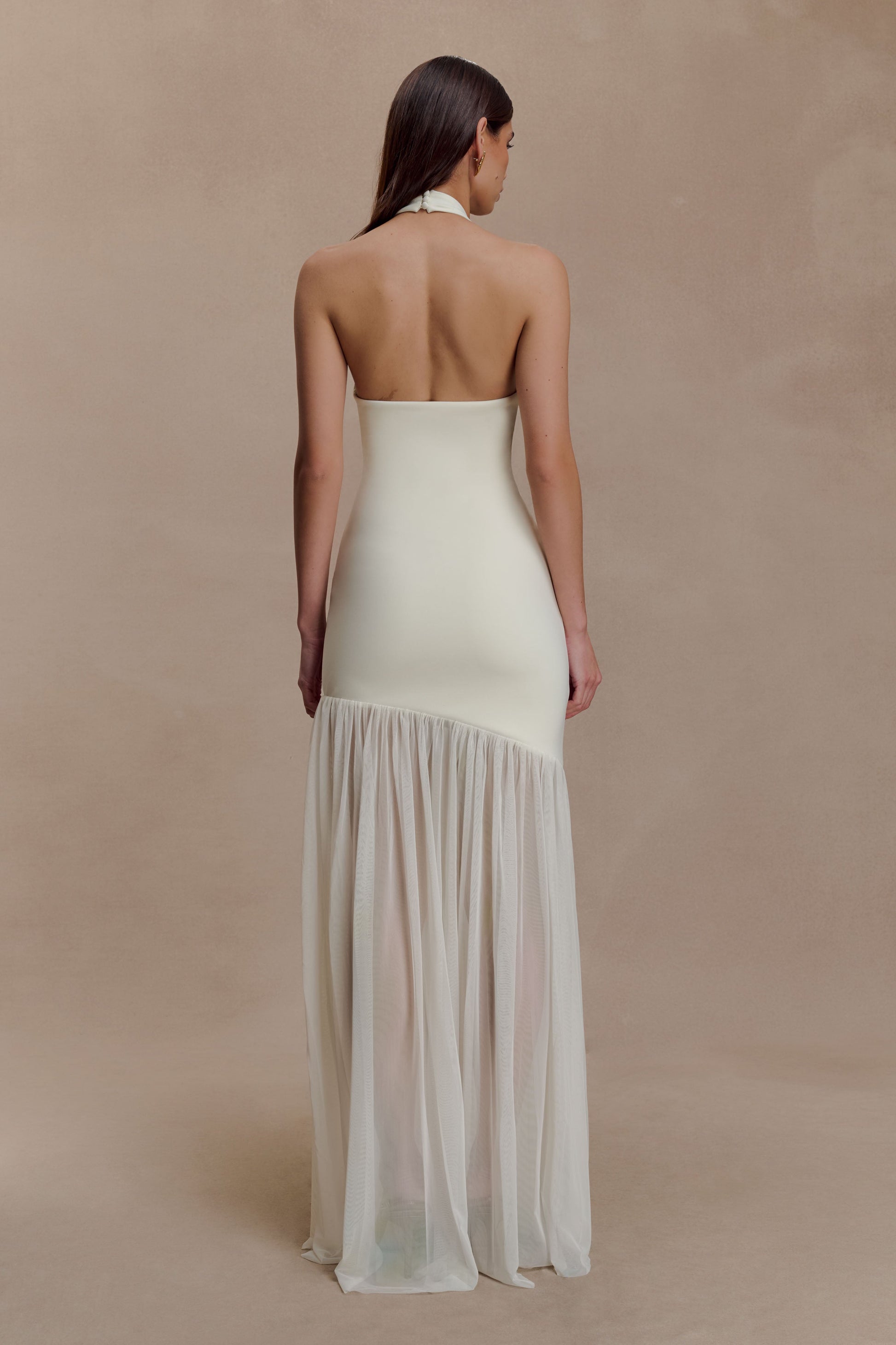 Aubree Crepe And Mesh Maxi Dress - Ivory #2