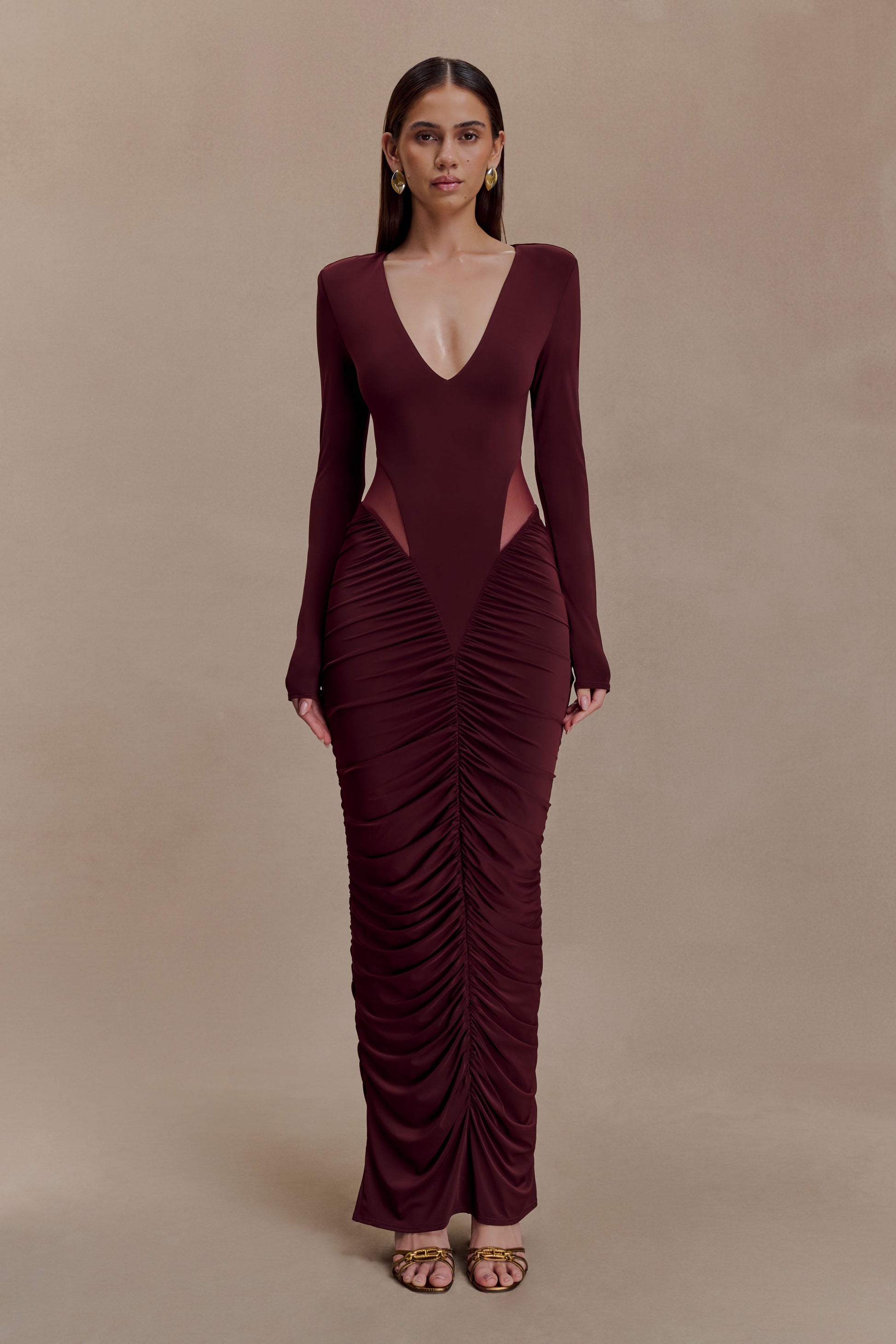 long sleeve maxi dress uk Multicolor Artsy Surreal Land Long Sleeve Maxi Dress