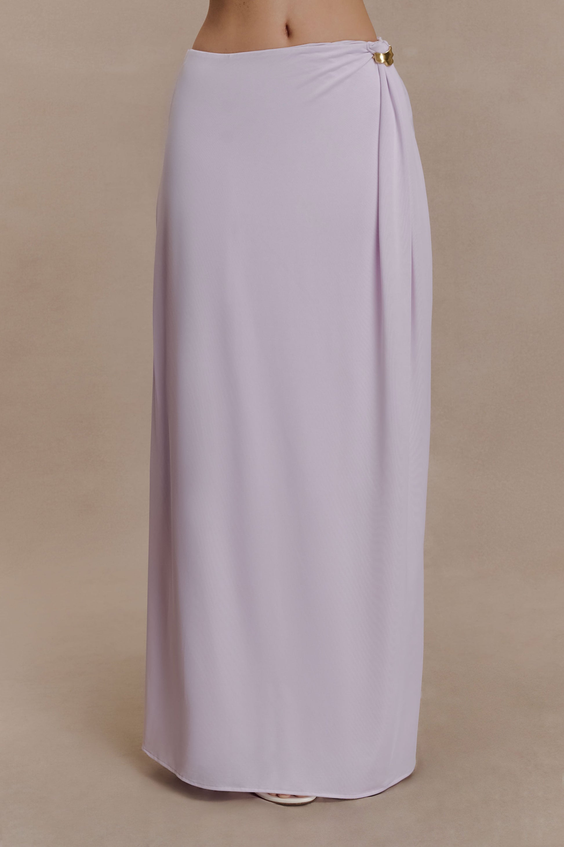 Bridget Slinky Maxi Skirt With Hardware - Dusty Lilac #6