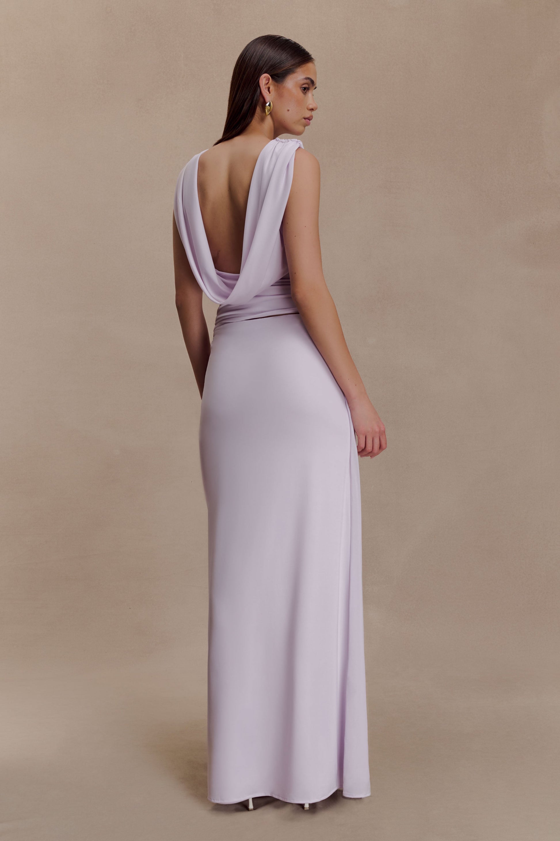 bridesmaid dresses in yellow Bridget Slinky Cowl Back Top - Dusty Lilac
