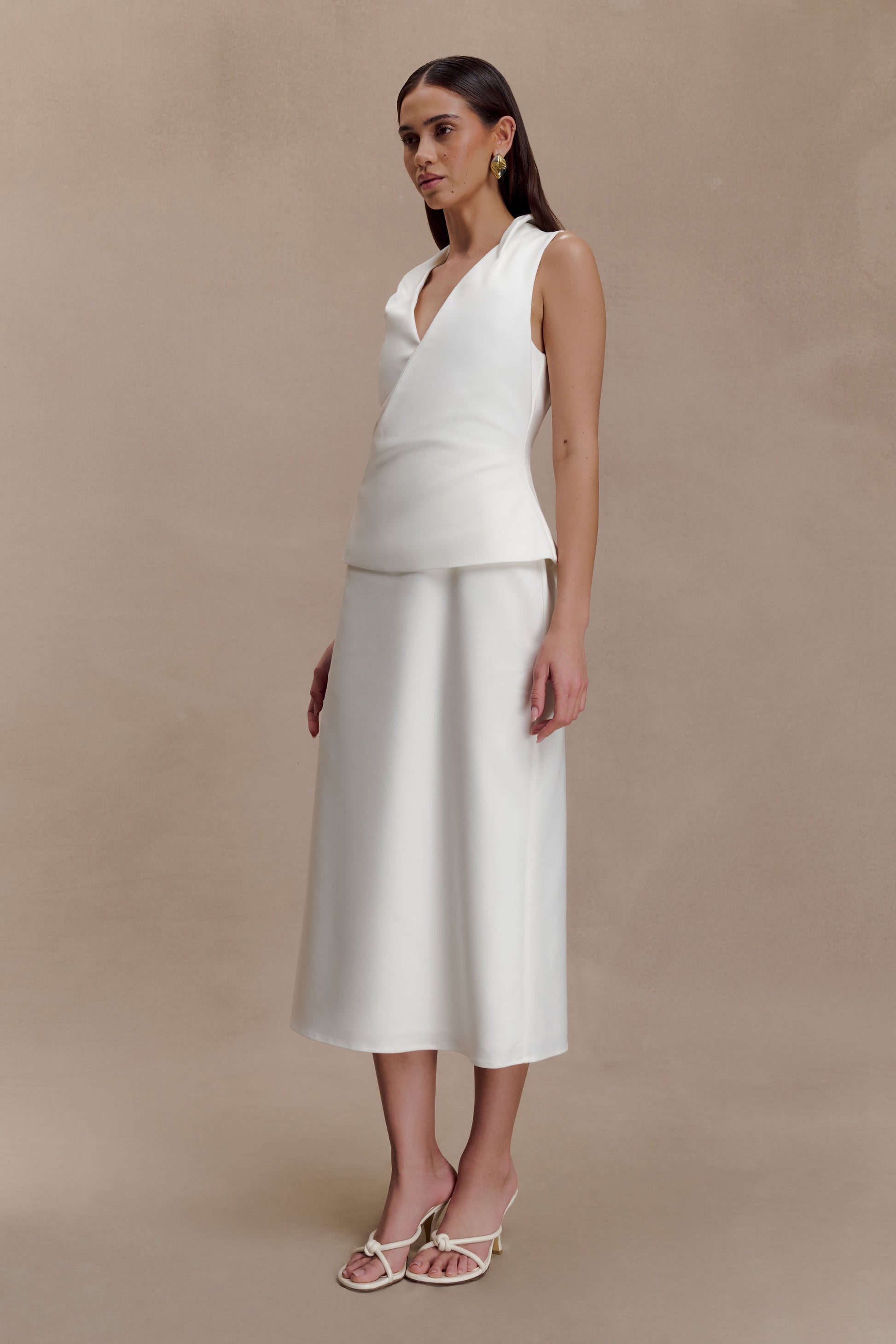 Yanina Cotton Halter Midi Dress - White #5