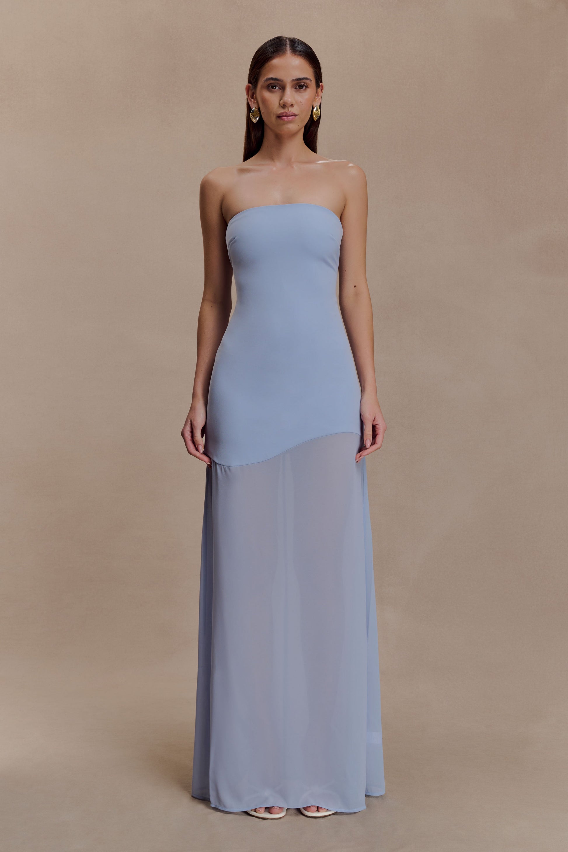 Mason Crepe And Chiffon Maxi Dress - Powder Blue Mason Crepe And Chiffon Maxi Dress - Powder Blue