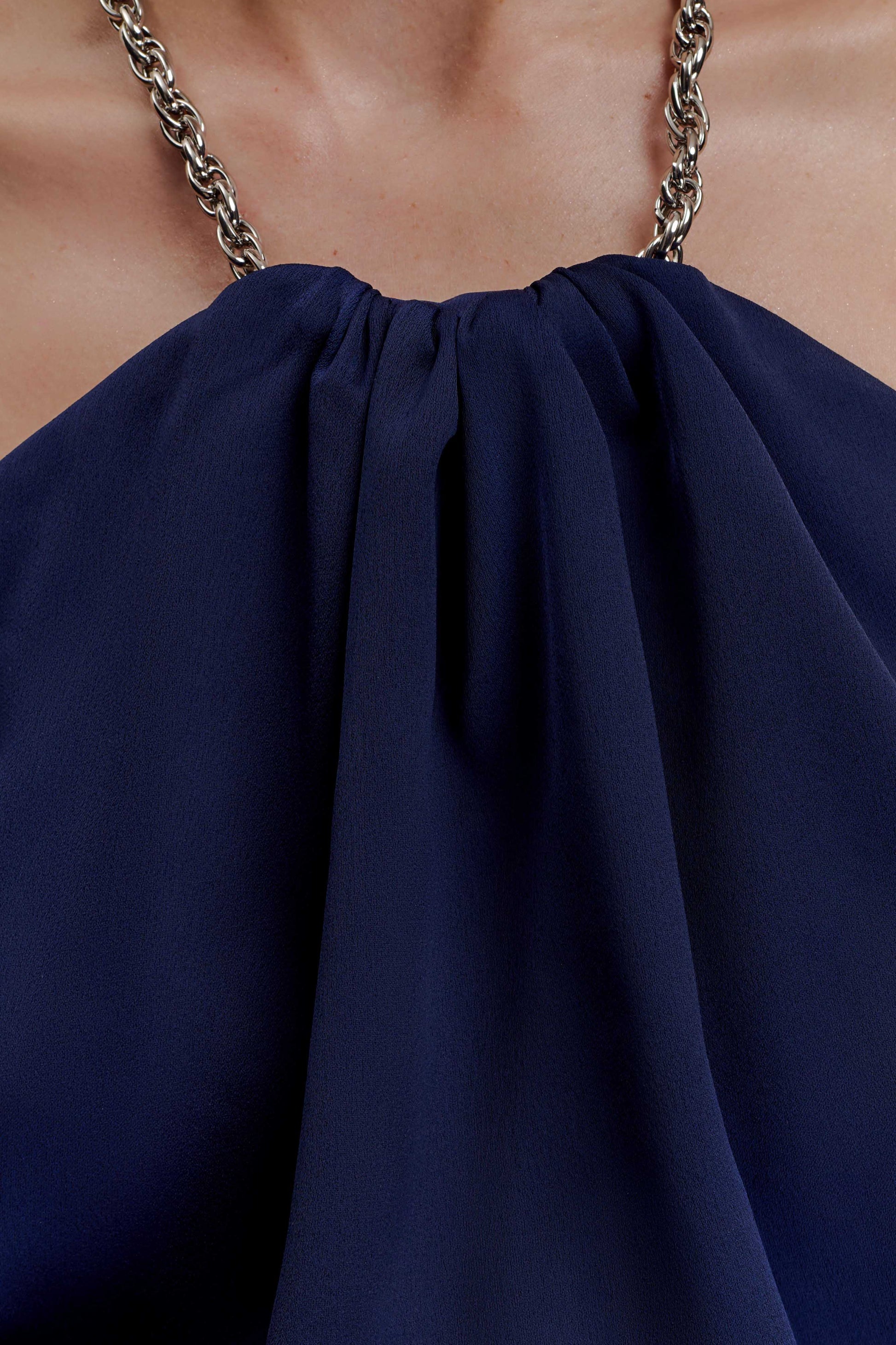 Elina Satin Necklace Maxi Dress - Navy #5