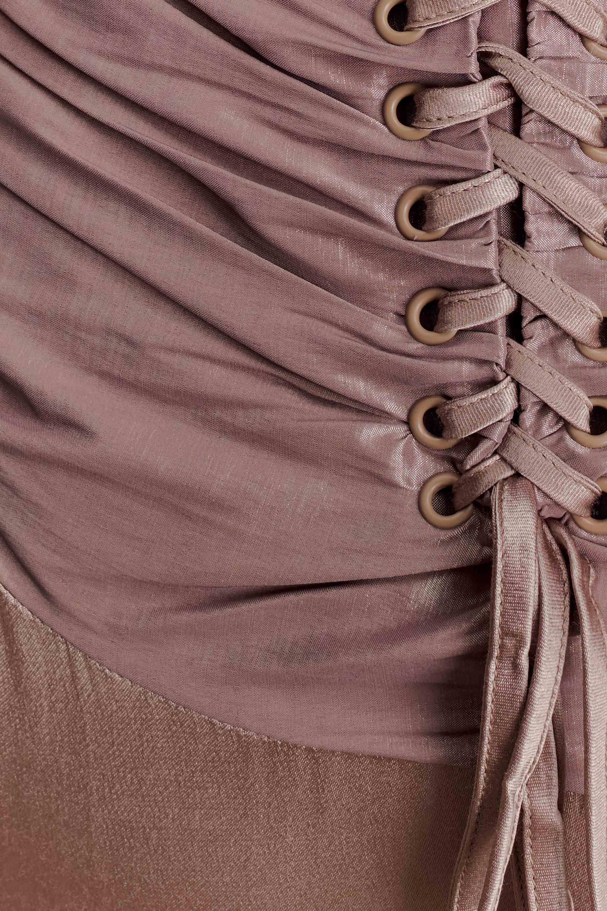 Serena Strapless Taffeta Maxi Dress - Bronze Taupe #11