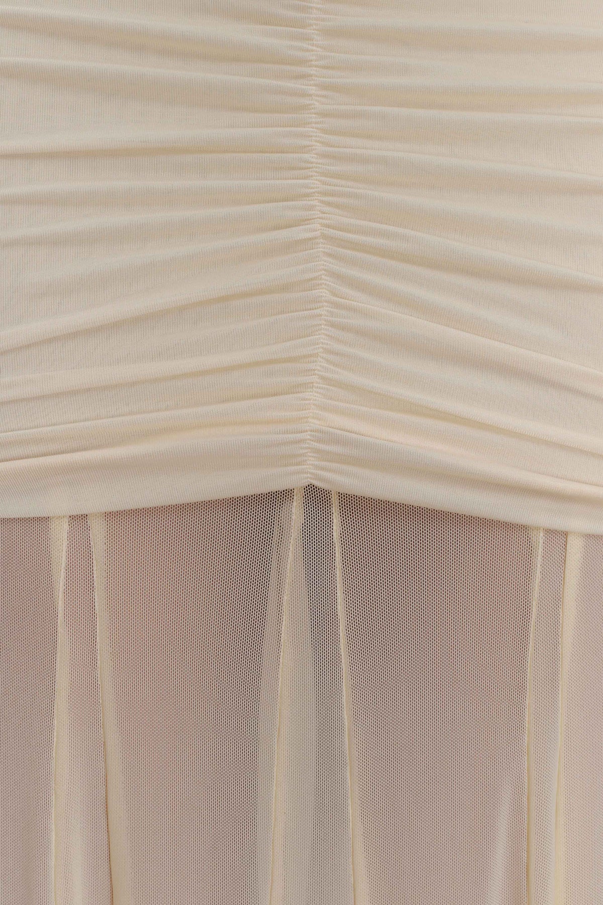 Caspian Slinky And Mesh Off Shoulder Maxi Dress - Ivory #8