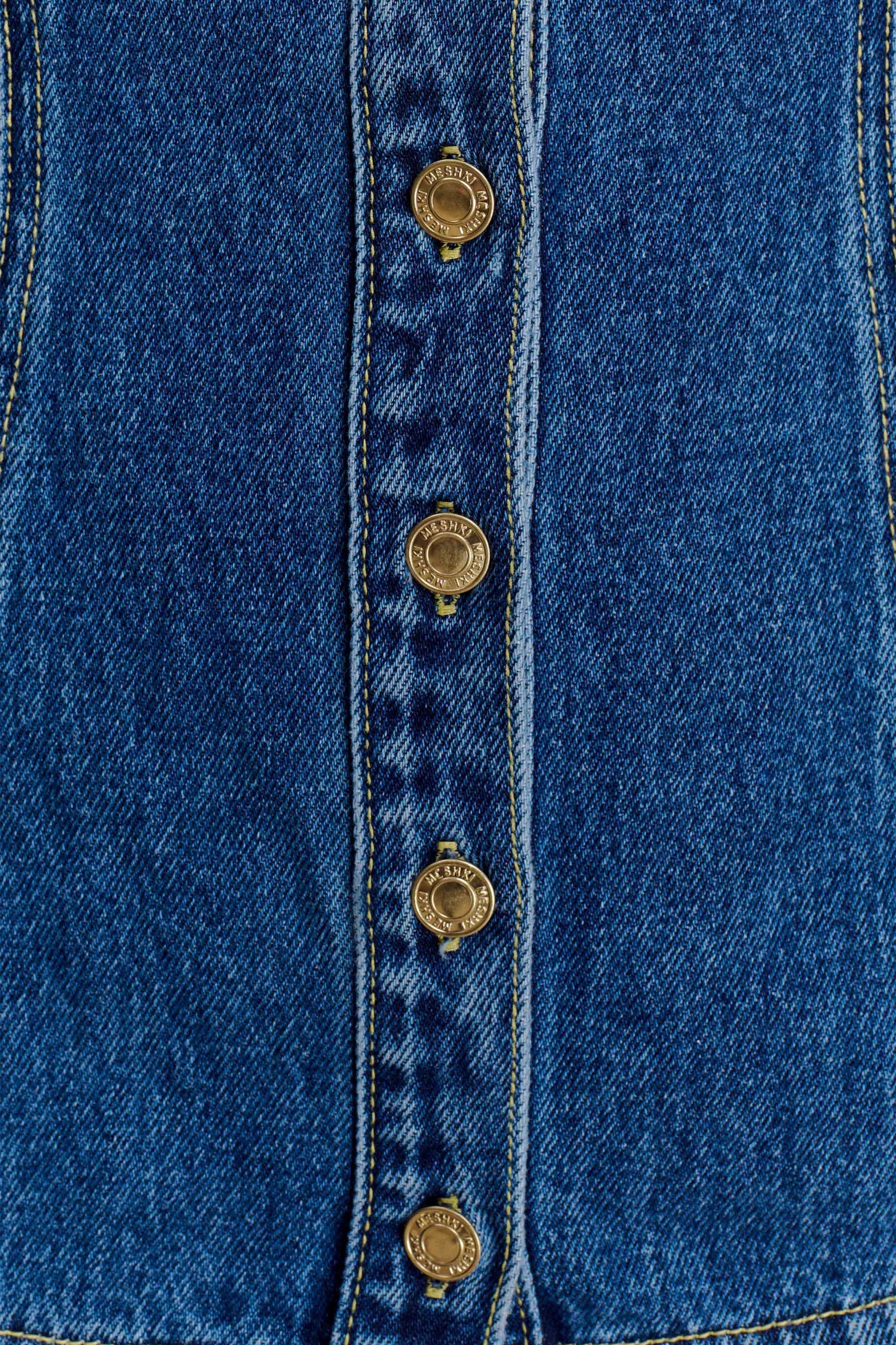 Ellie Denim Short Sleeve Top - Dark Blue #7