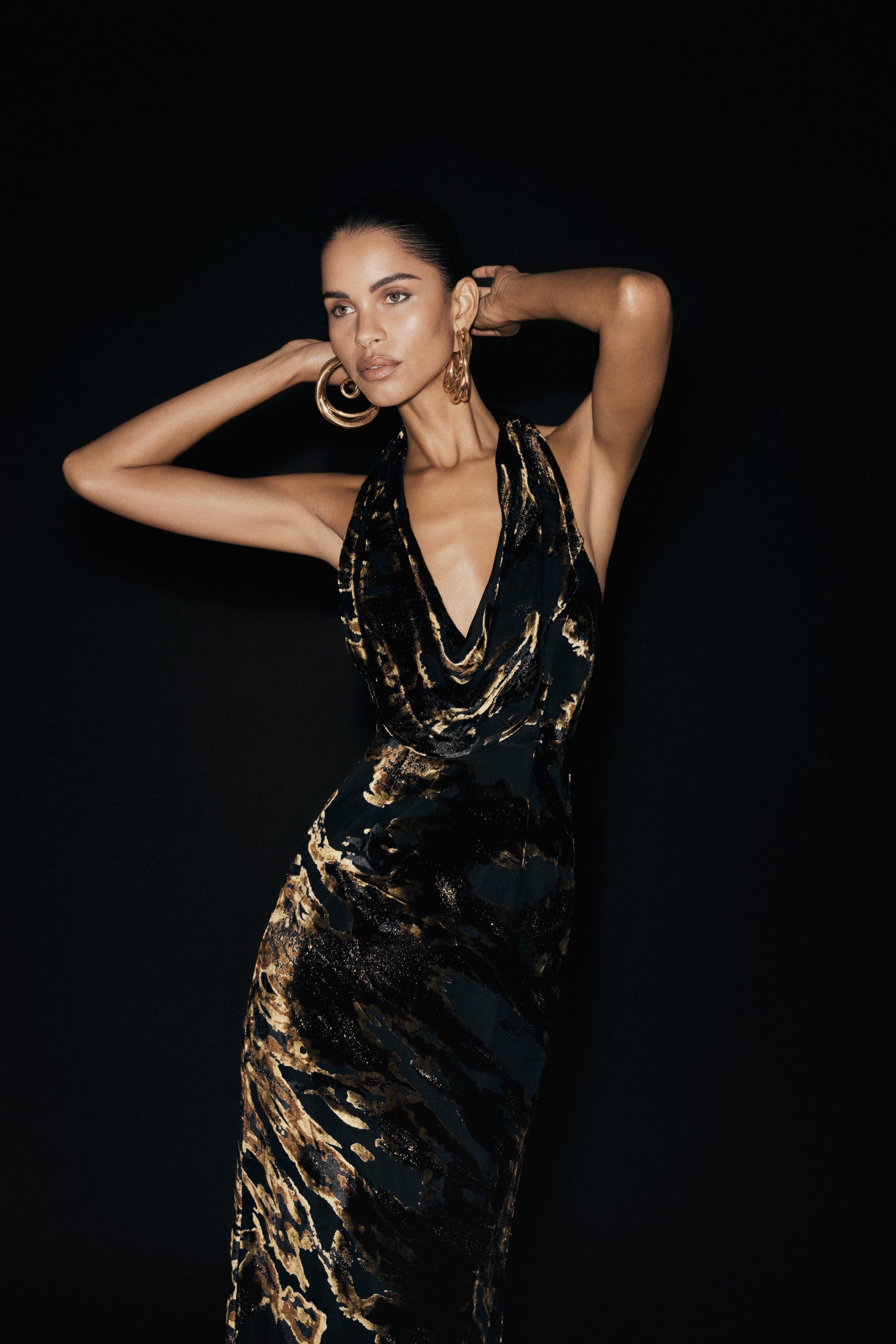 Talila Cowl Front Maxi Dress - Velvet Burnout