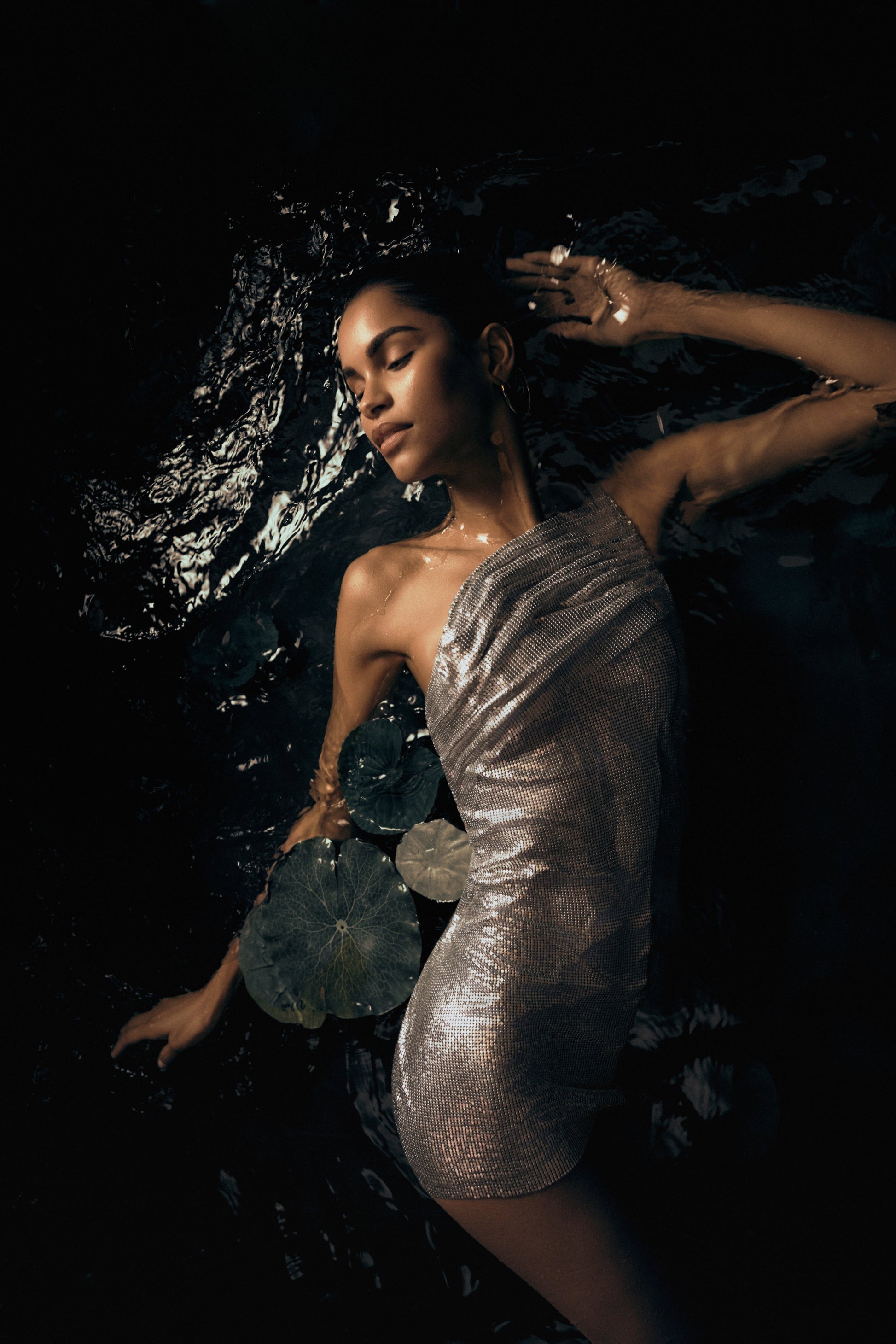 Lyle One Shoulder Glow Mesh Mini Dress - Silver #3