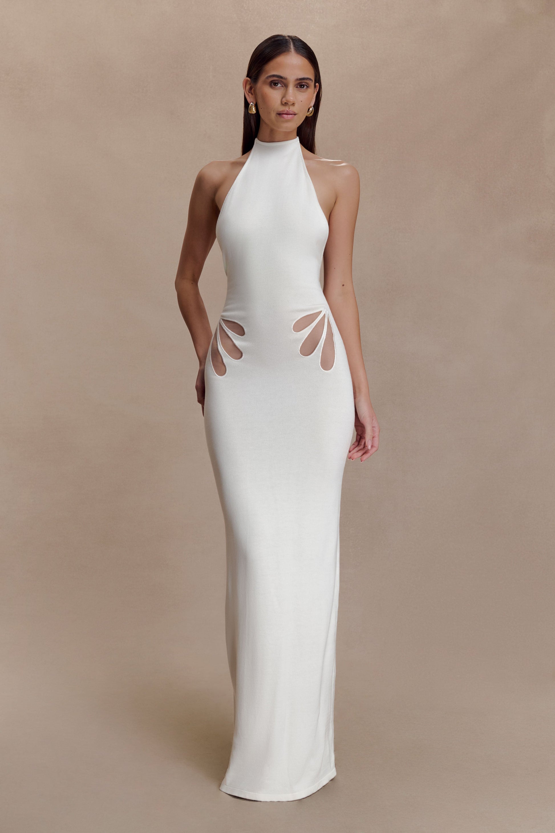 Brock Knit Halter Maxi Dress - White #7