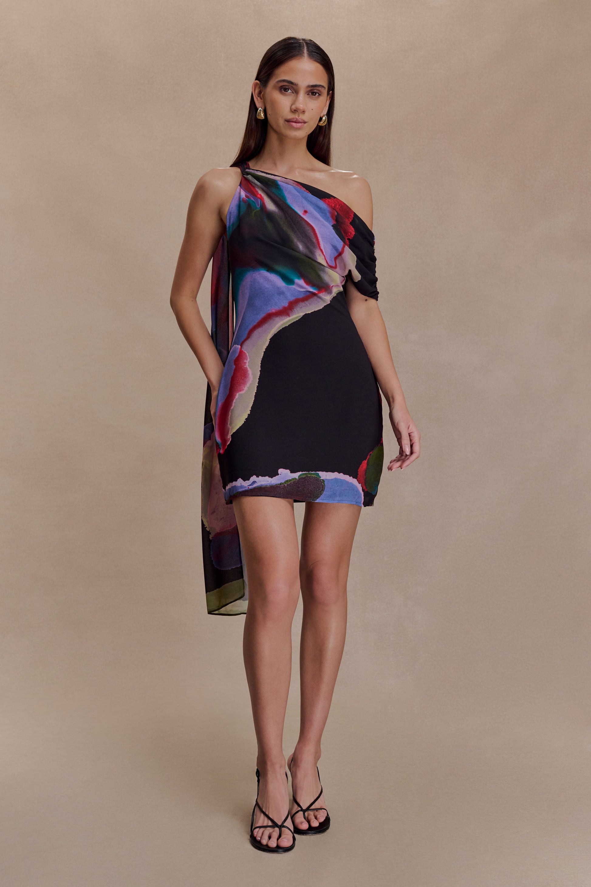 Daisie Chiffon Mini Dress - Multi Fluid Reverie Print #4