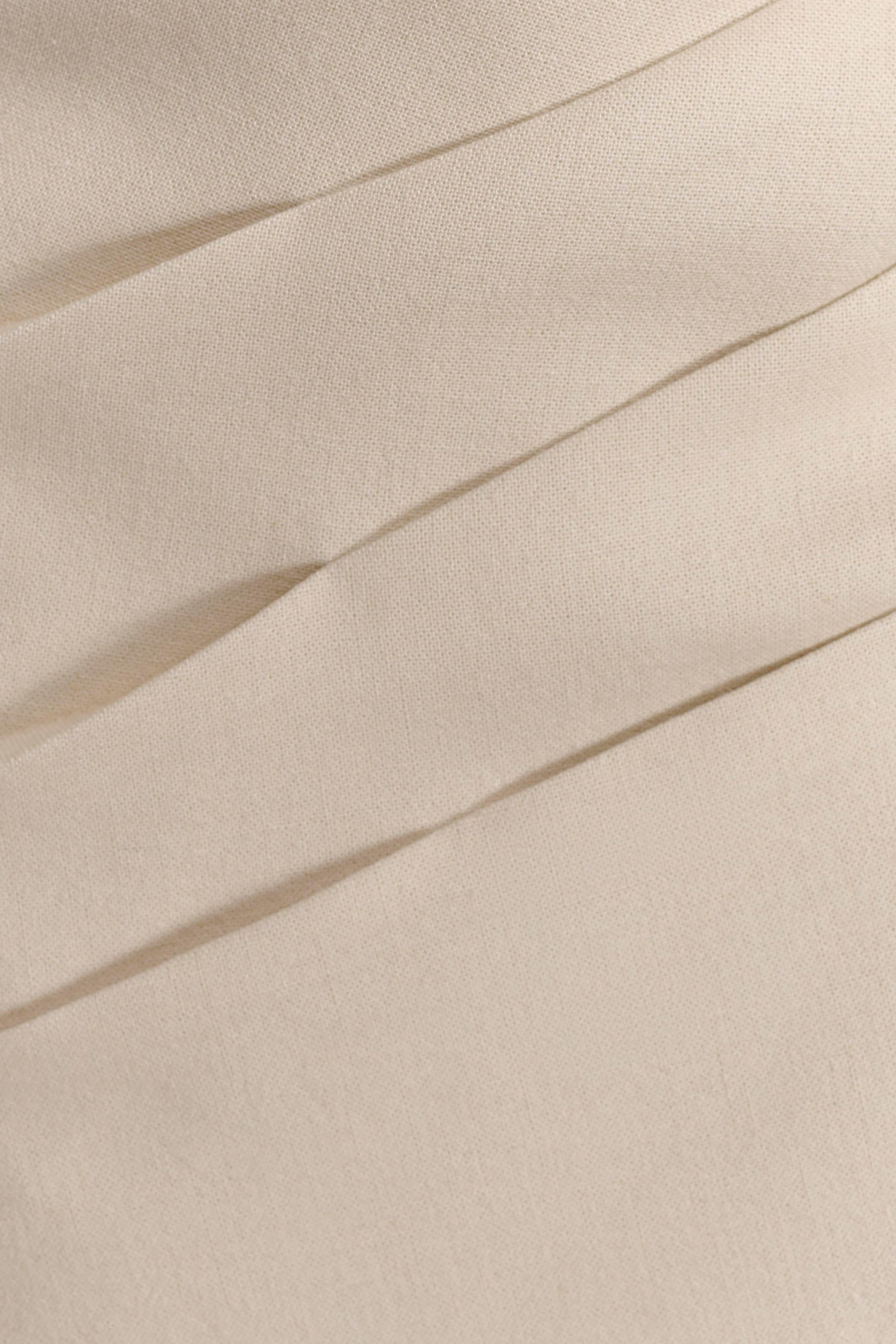 Helena One Shoulder Linen Mini Dress - Natural Beige #9