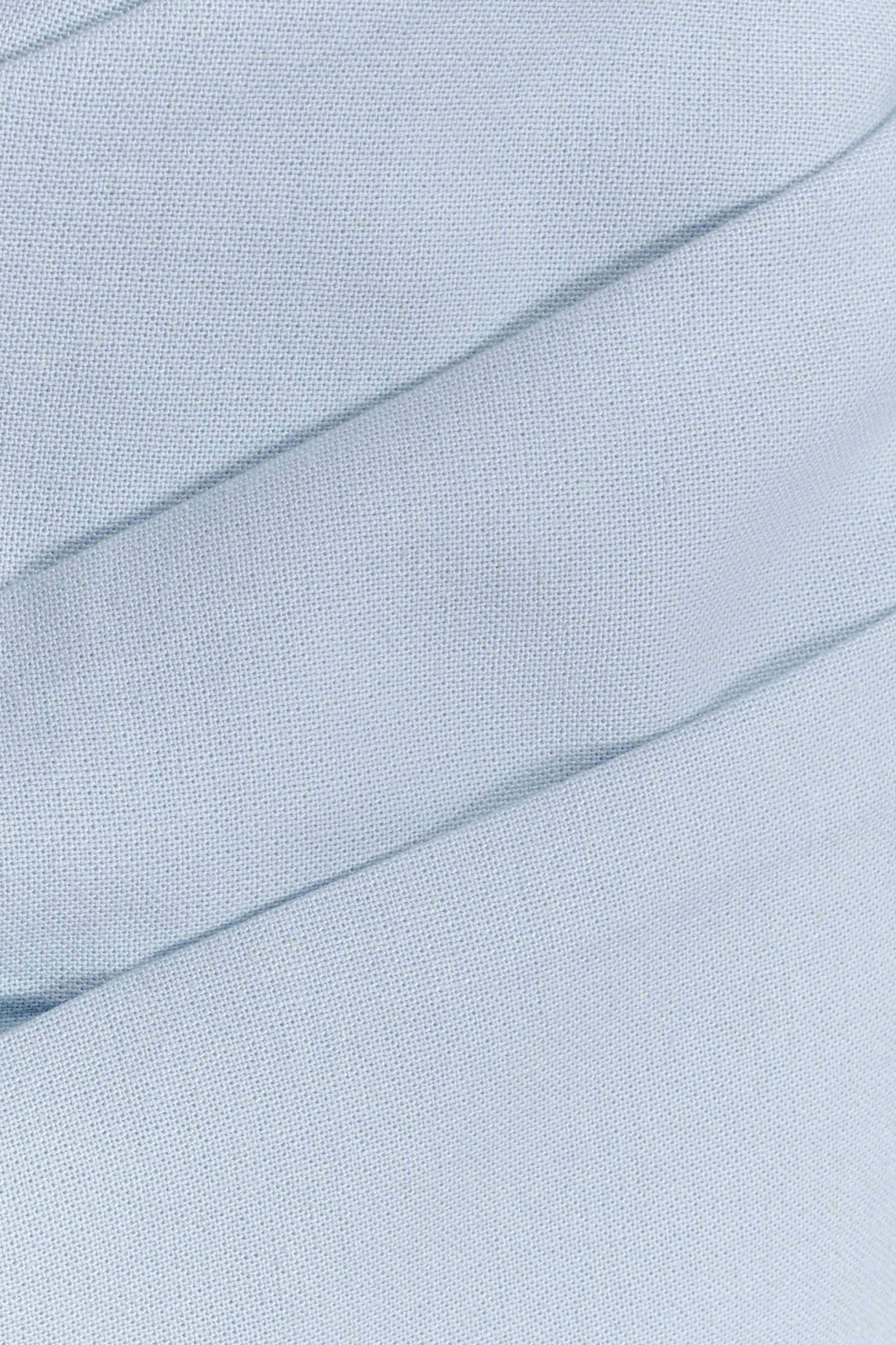 Helena One Shoulder Linen Mini Dress - Powder Blue #9