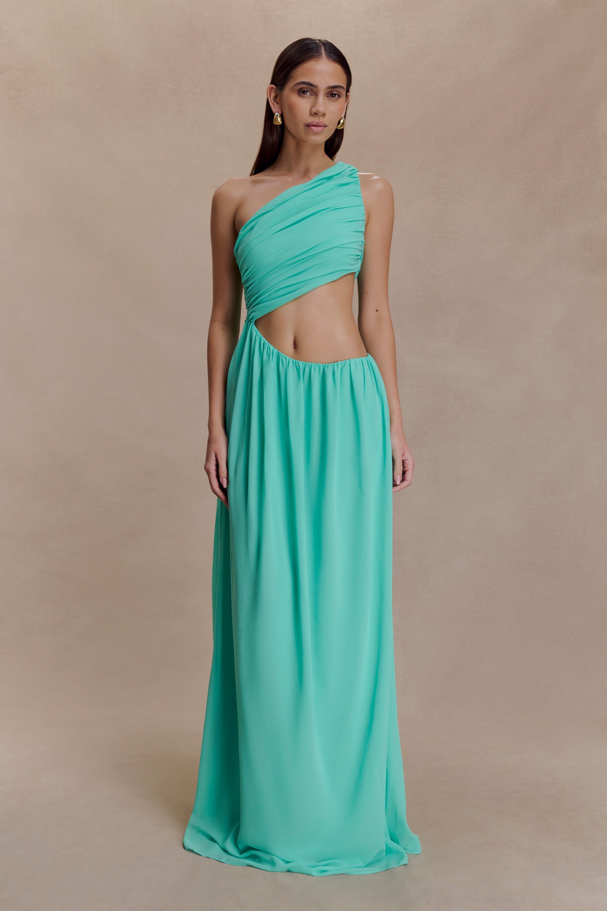 Aria Chiffon Cut Out Maxi Dress - Lagoon #4