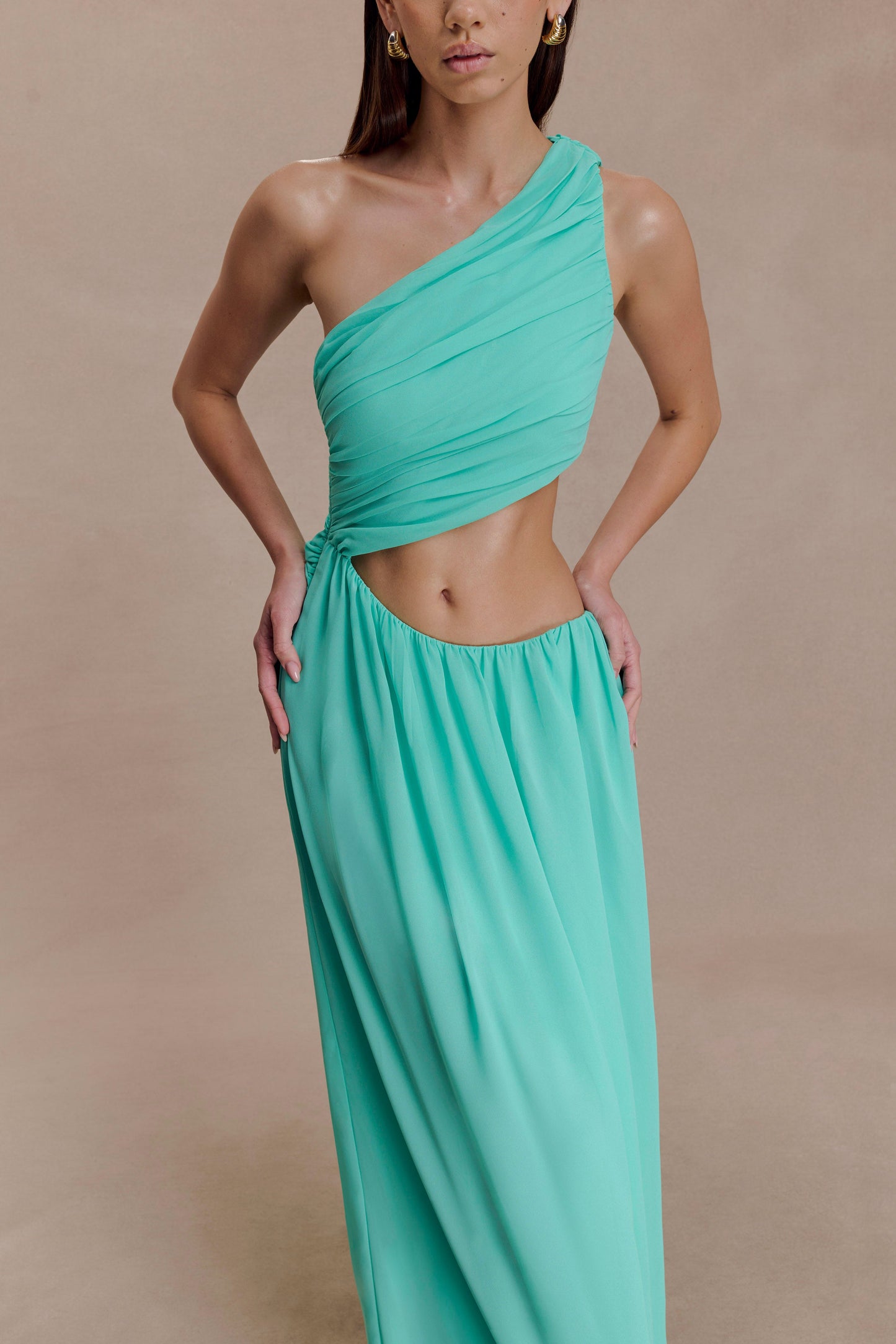 Aria Chiffon Cut Out Maxi Dress - Lagoon