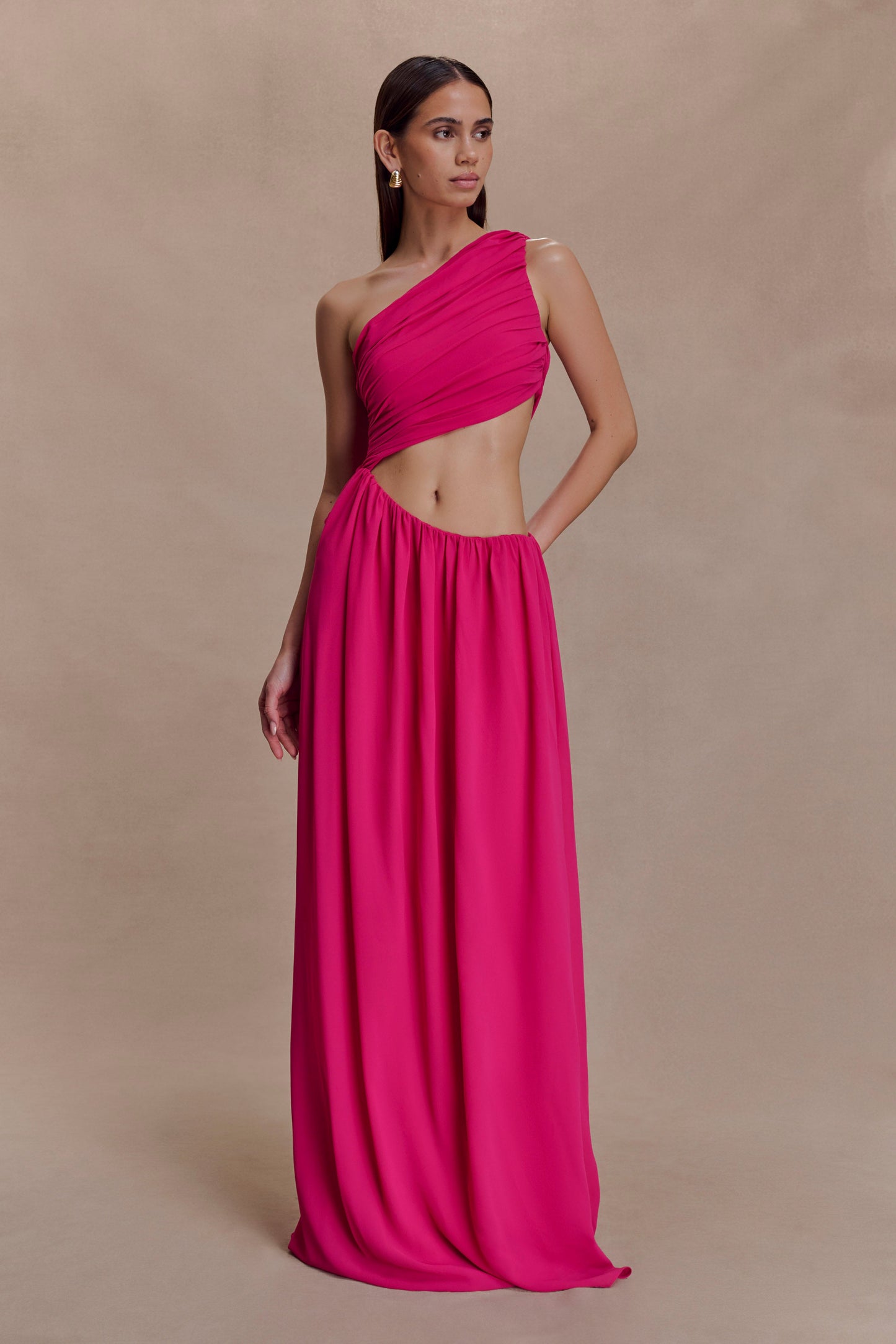 Aria Chiffon Cut Out Maxi Dress - Fuchsia
