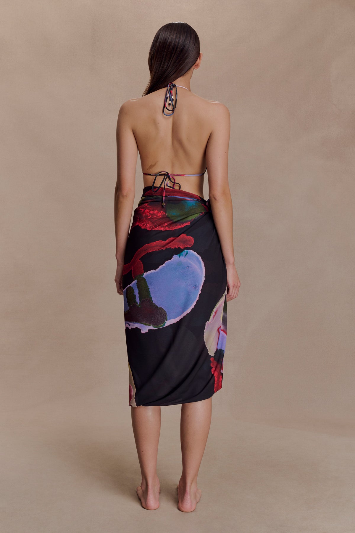 Evie Chiffon Sarong - Multi Fluid Reverie Print #2