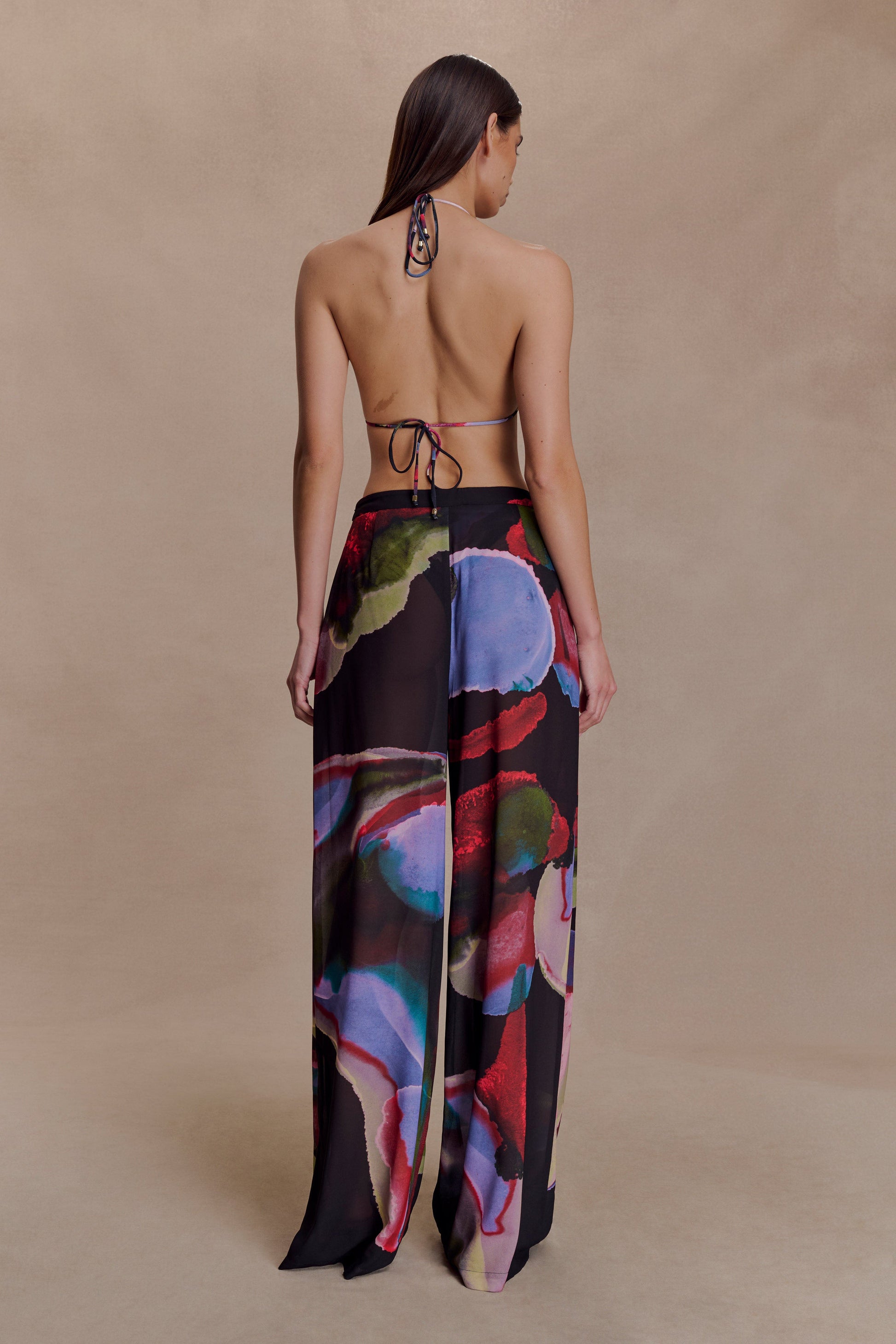 Rachel Chiffon Straight Leg Pants - Multi Fluid Reverie Print #2