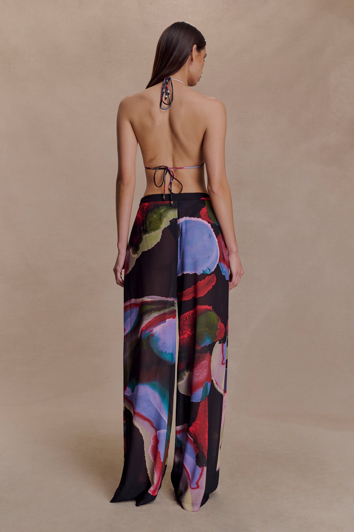 Rachel Chiffon Straight Leg Pants - Multi Fluid Reverie Print #2