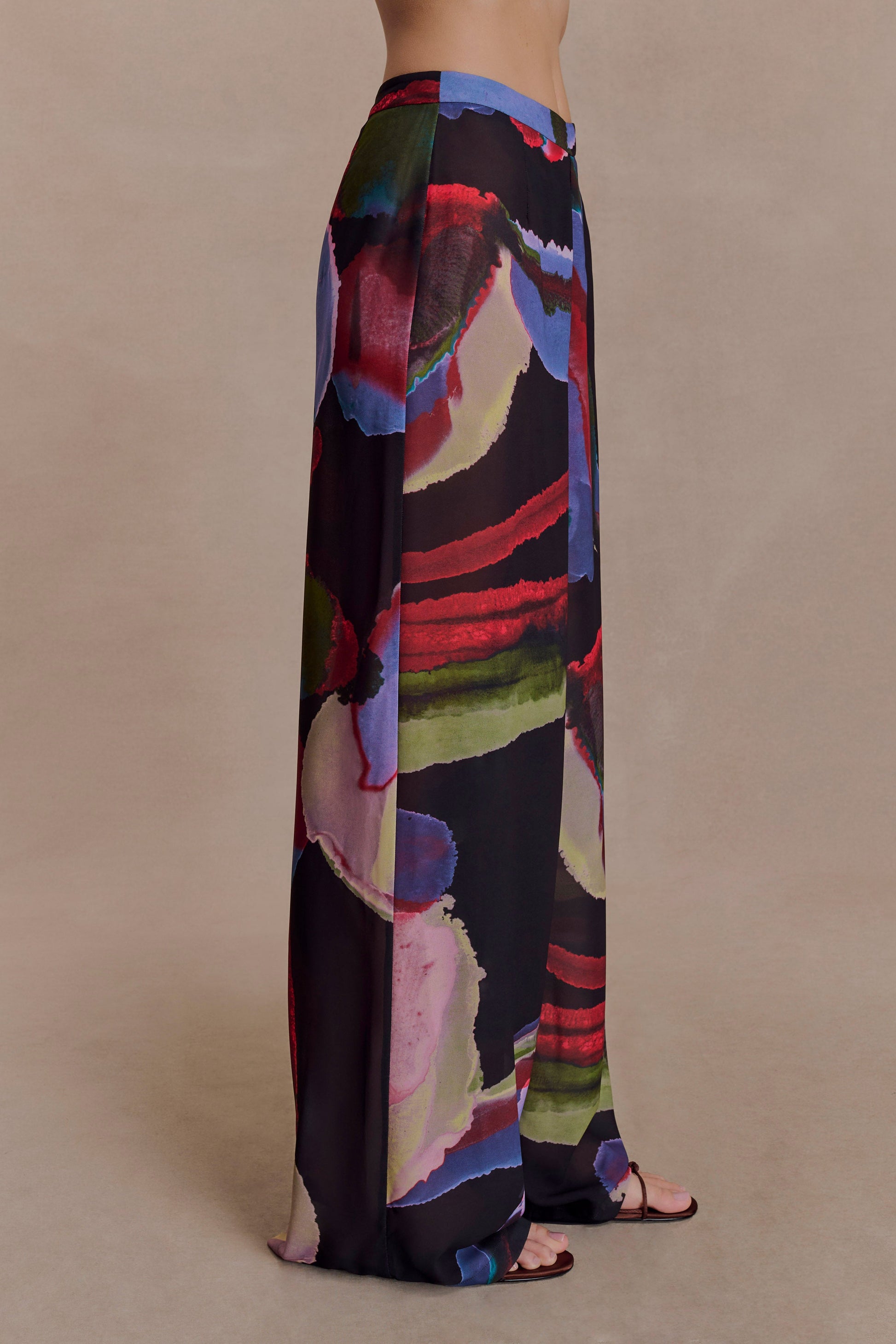 Rachel Chiffon Straight Leg Pants - Multi Fluid Reverie Print #5