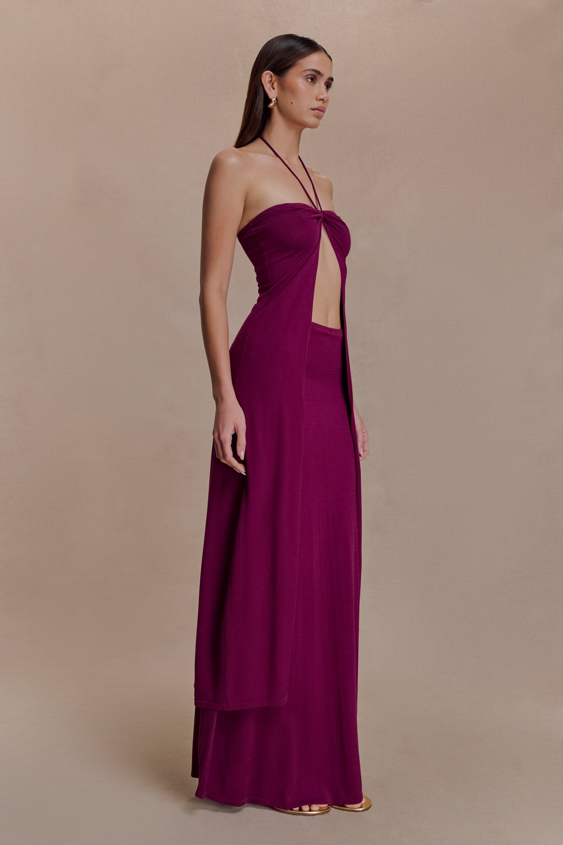 Marimae Long Knit Top - Plum #4