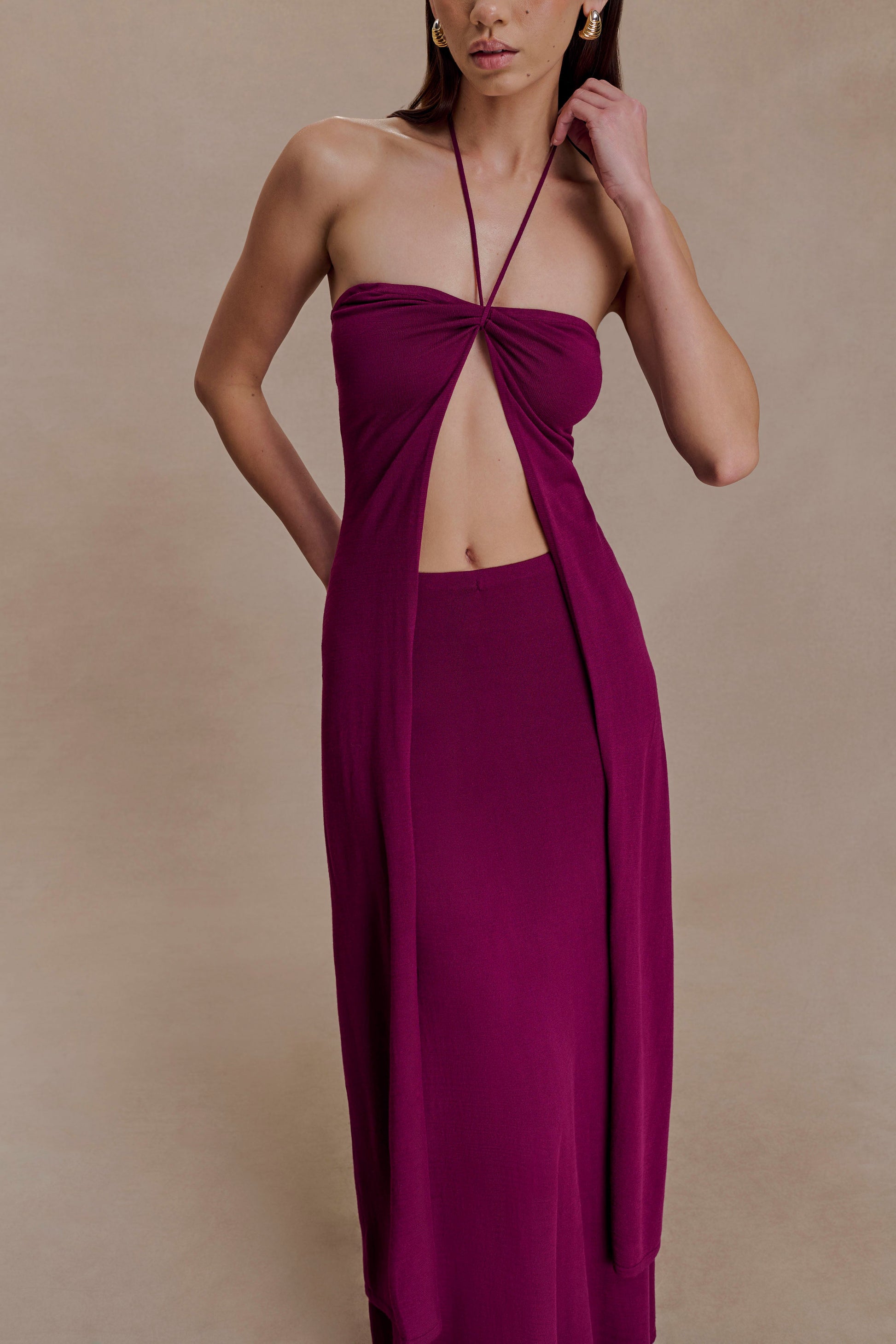 Marimae Long Knit Top - Plum #3