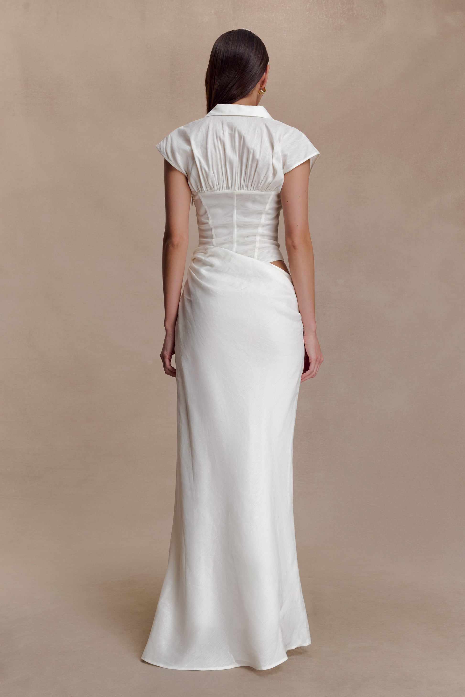 Saphira Shirt Corset Maxi Dress - White #3