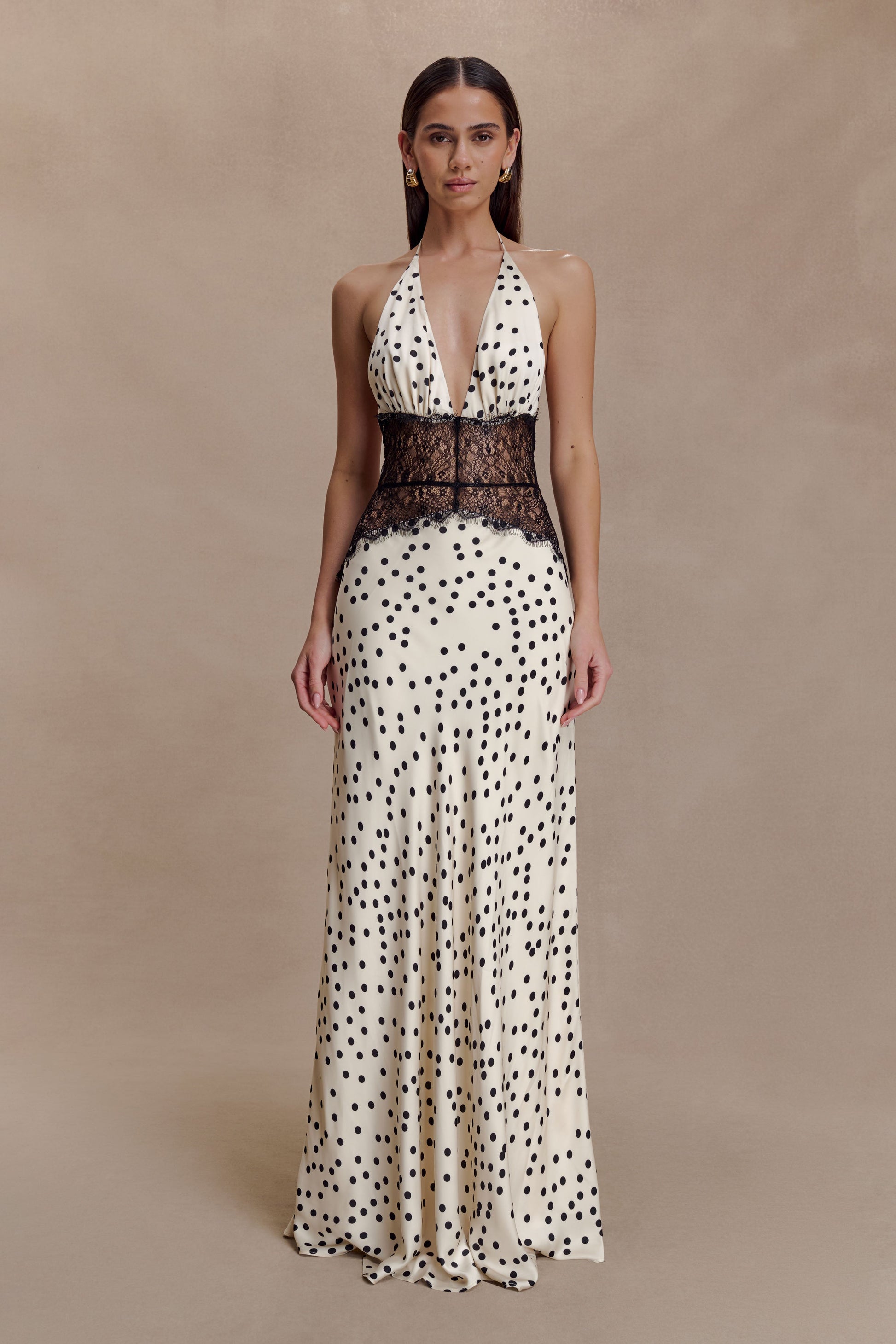 Dinah Lace And Satin Maxi Dress - Polkadot #2