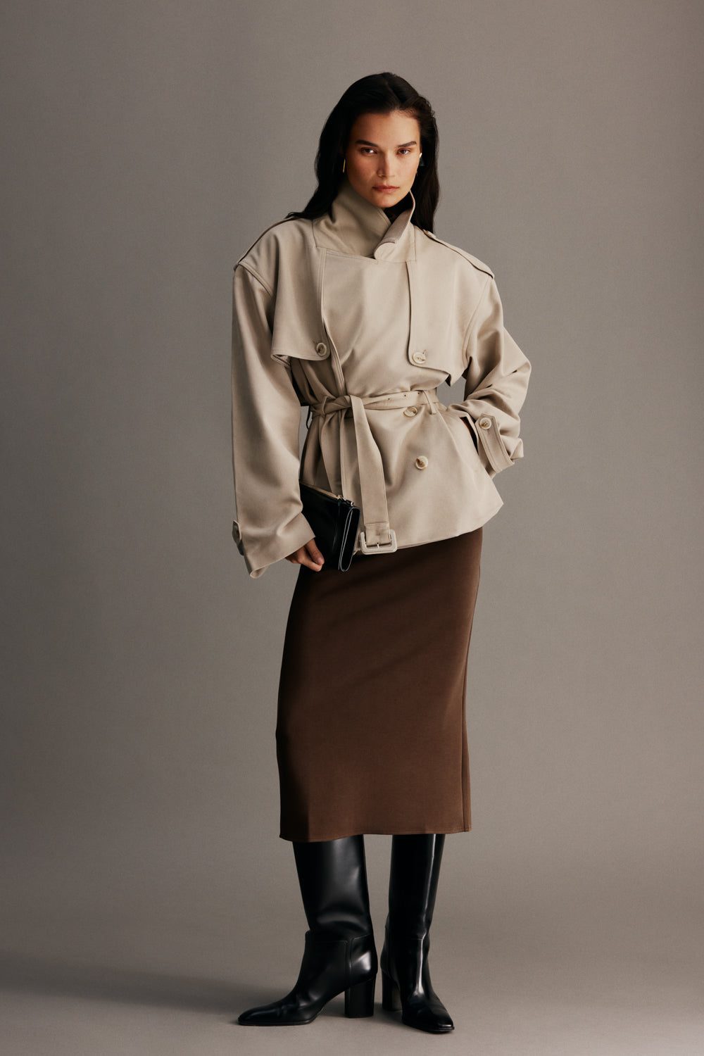 Alden Short Trench Jacket - Pebble #7