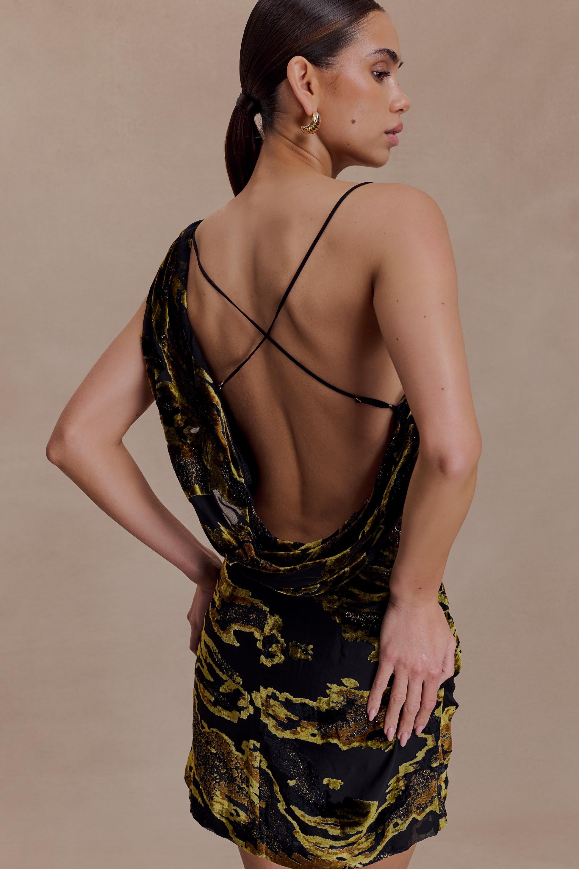 Ayana Cross Back Mini Dress - Velvet Burnout #3
