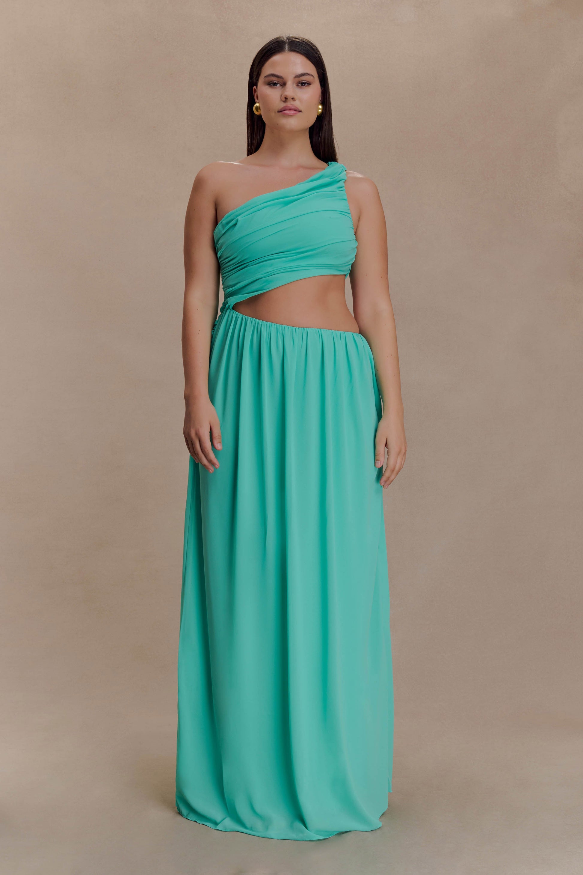 Aria Chiffon Cut Out Maxi Dress - Lagoon #7