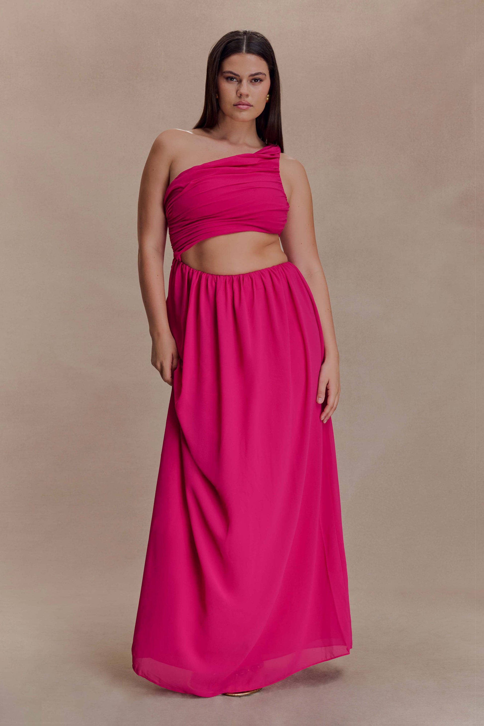 Aria Chiffon Cut Out Maxi Dress - Fuchsia #3