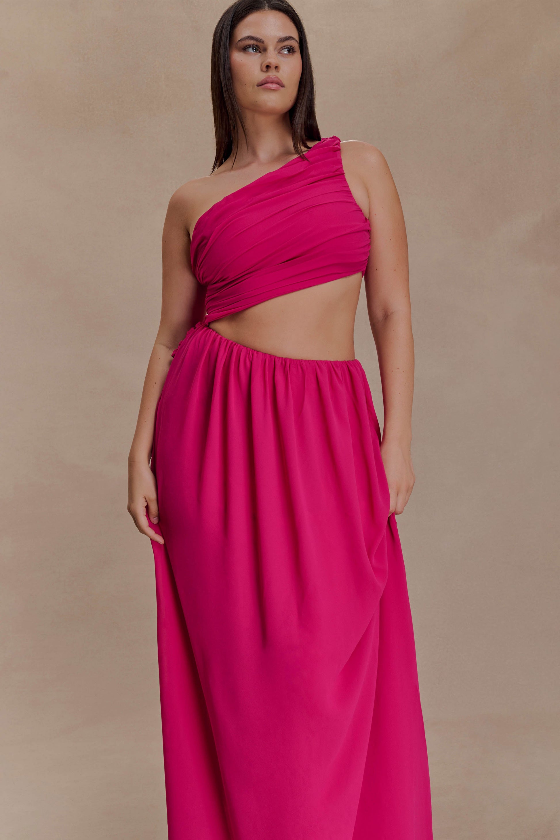 Aria Chiffon Cut Out Maxi Dress - Fuchsia #5