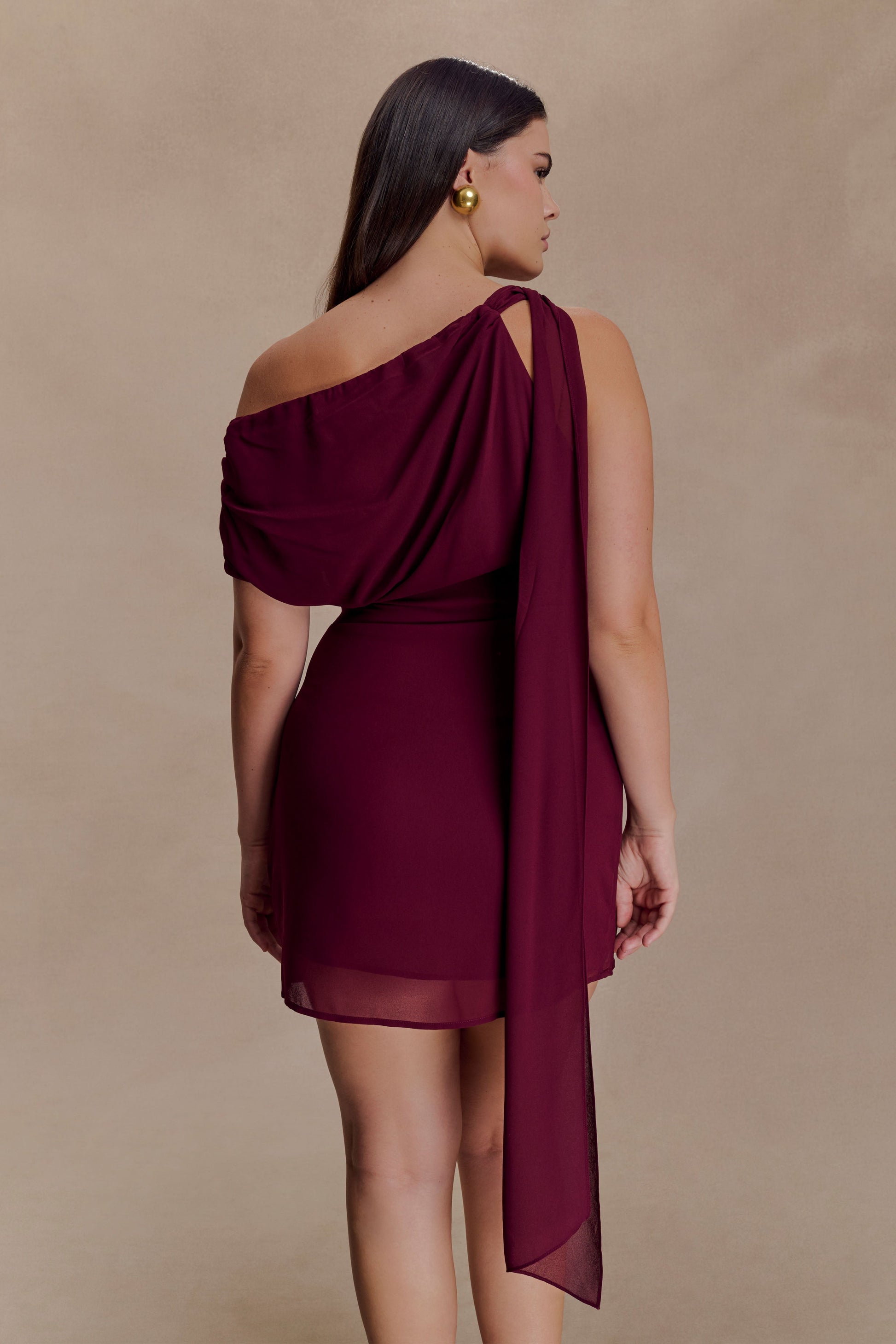 Daisie Chiffon Mini Dress - Wine #4