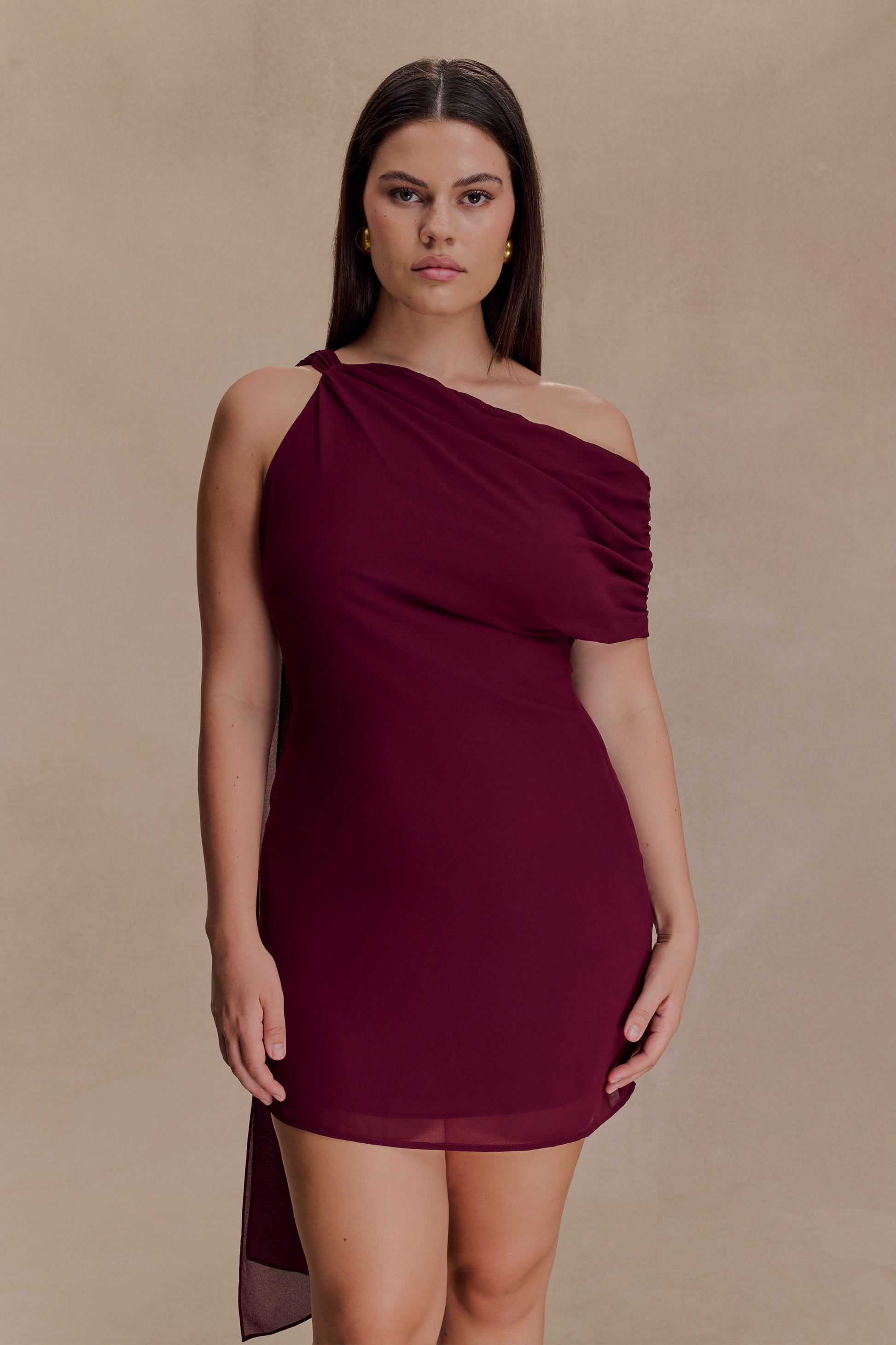 Daisie Chiffon Mini Dress - Wine #3