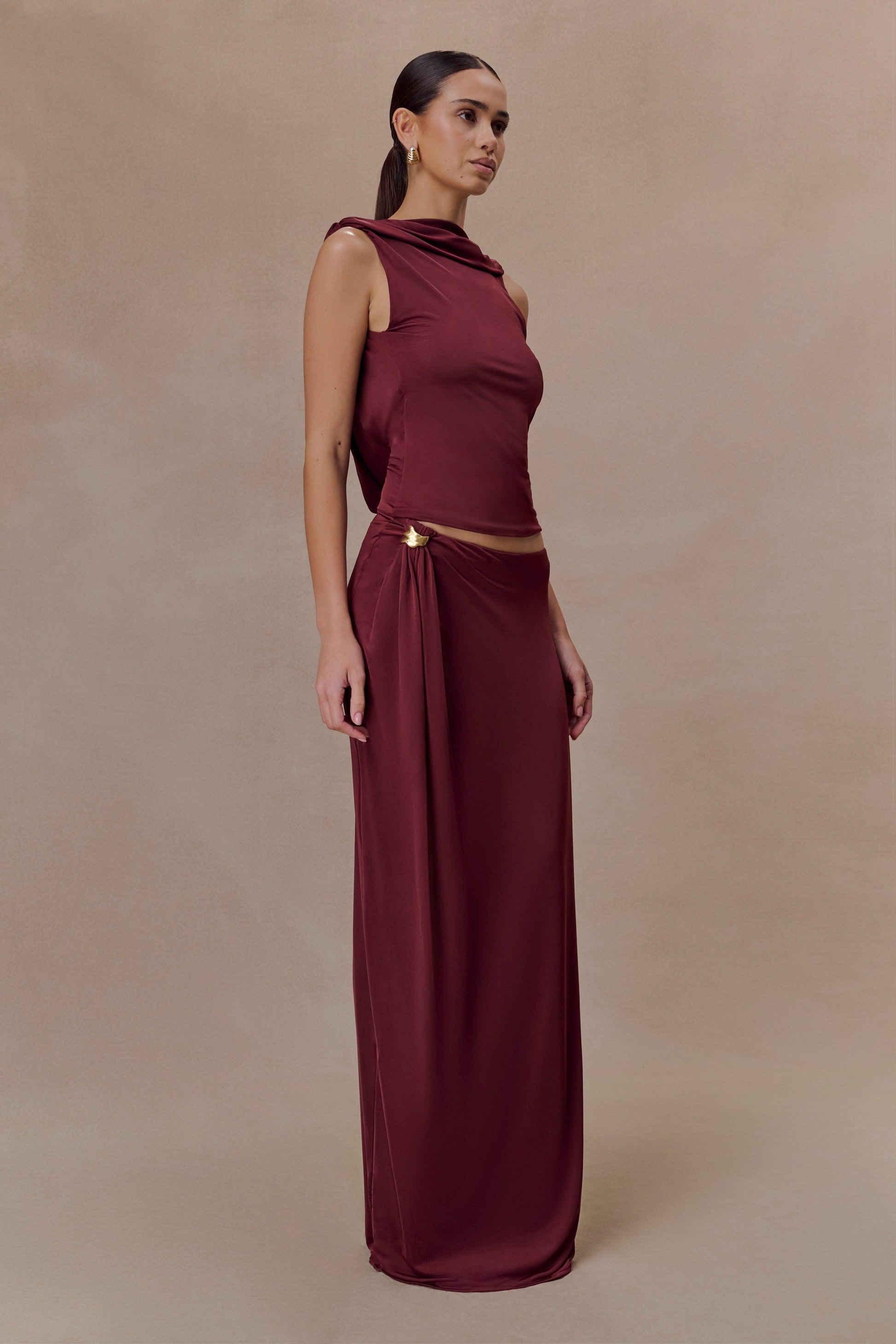 Bridget Slinky Cowl Back Top - Burgundy #5