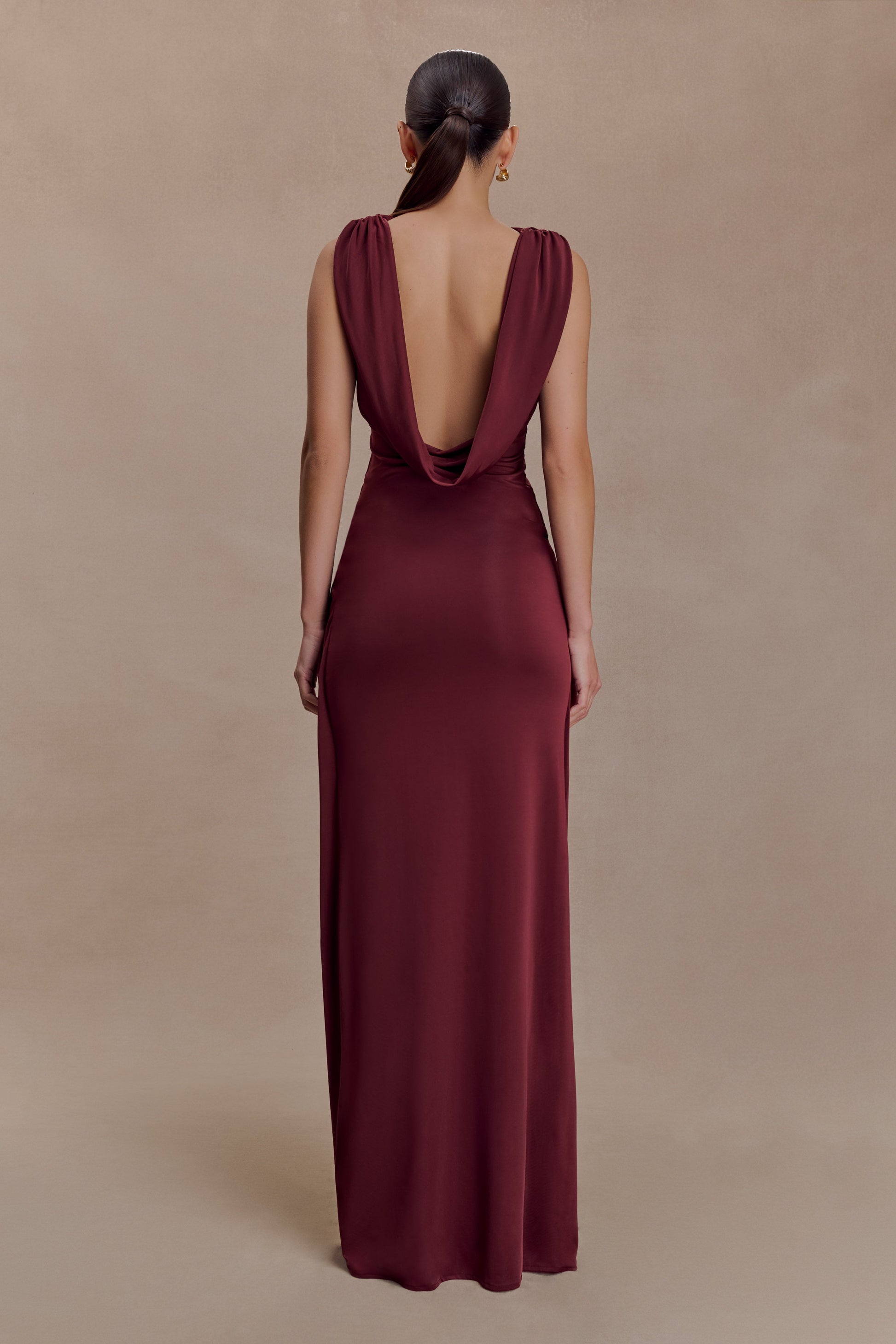 Bridget Slinky Maxi Skirt With Hardware - Burgundy #2