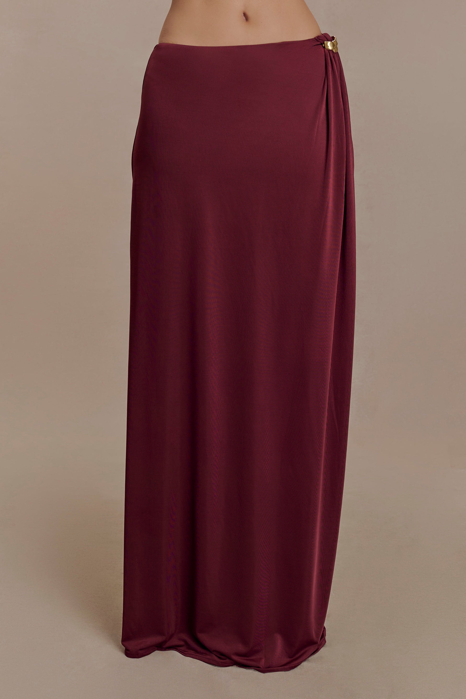 Bridget Slinky Maxi Skirt With Hardware - Burgundy #6