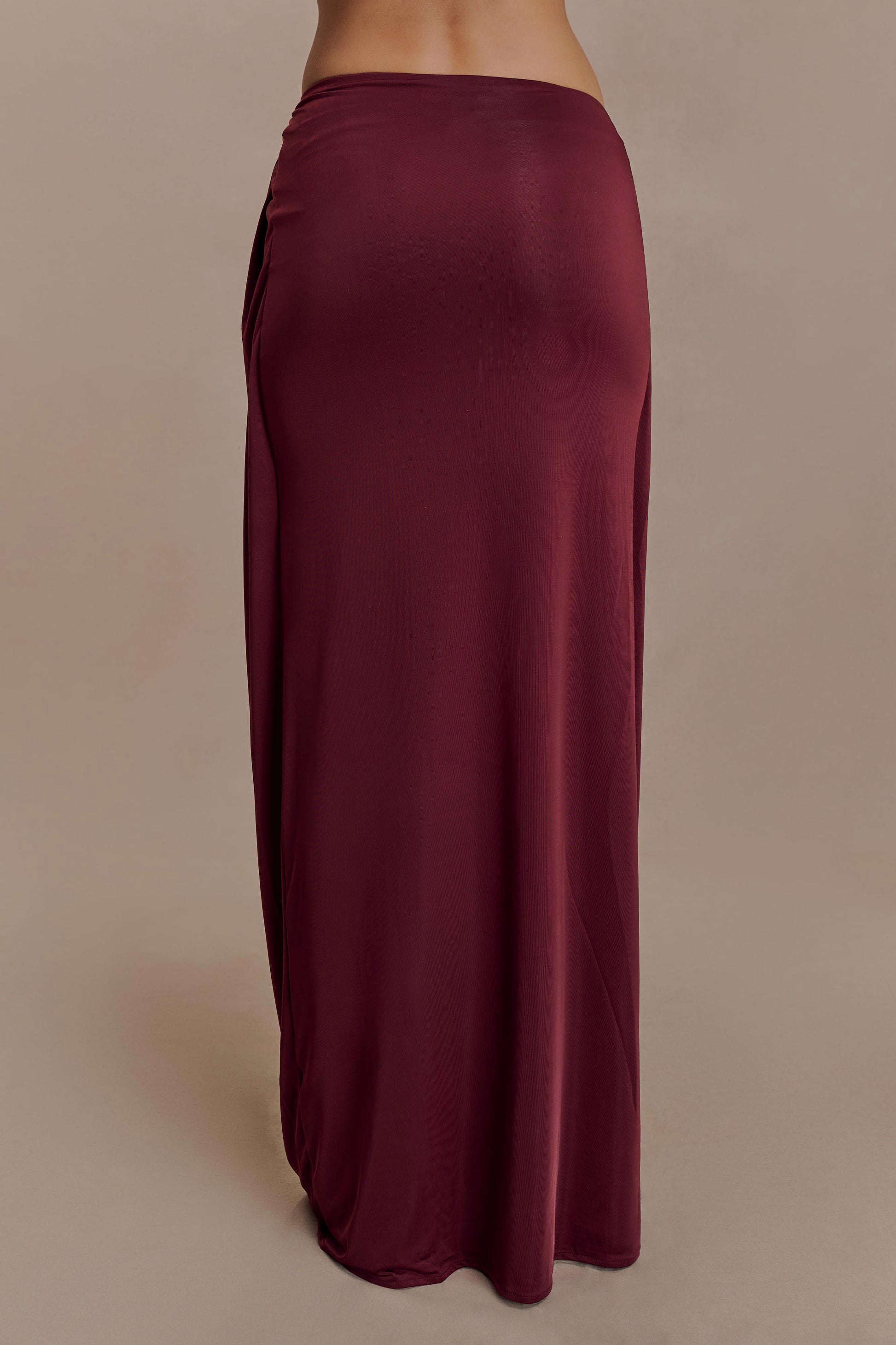 Bridget Slinky Maxi Skirt With Hardware - Burgundy #5