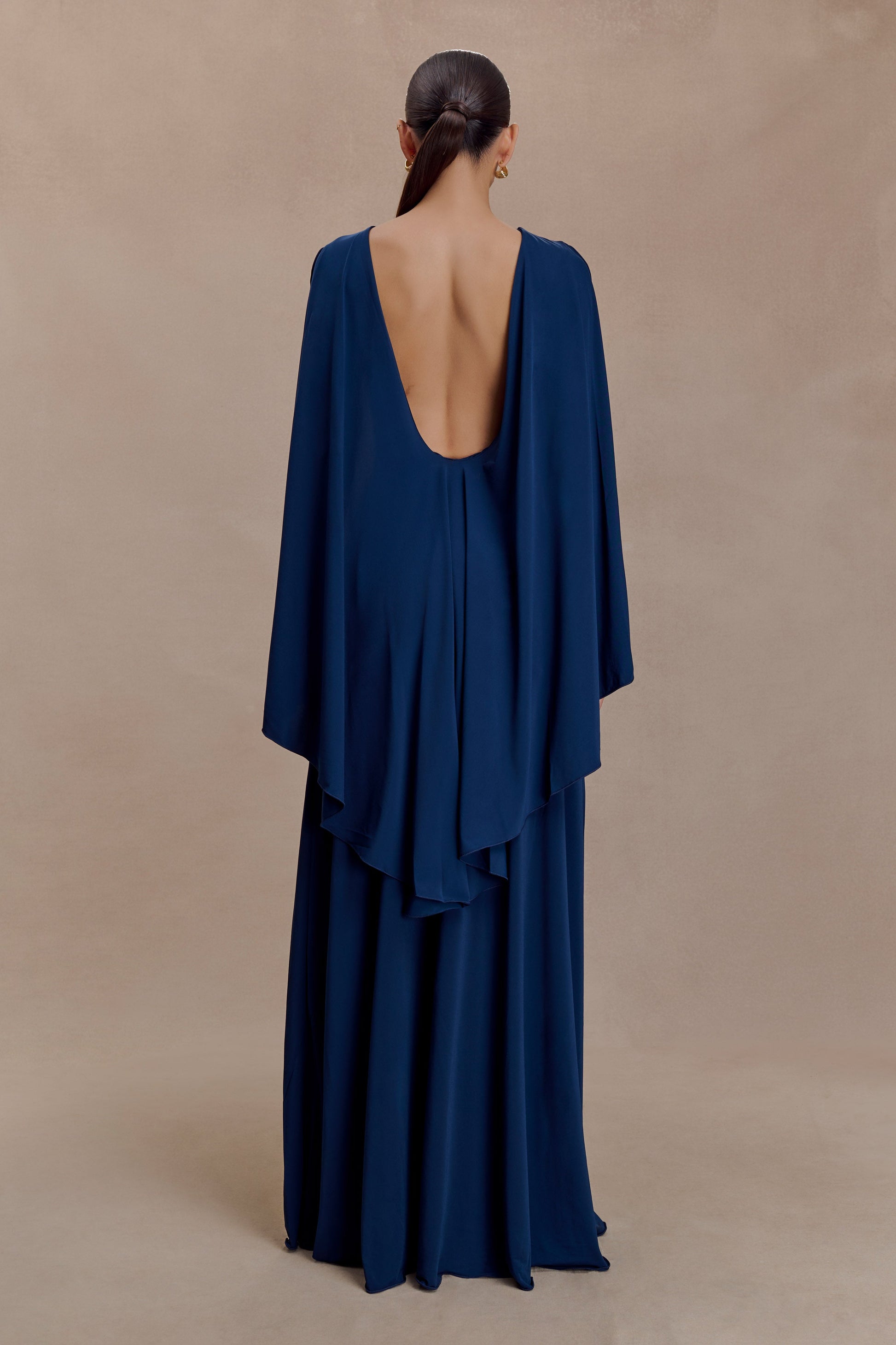 Emory Jersey Cape Maxi Dress - Navy #2