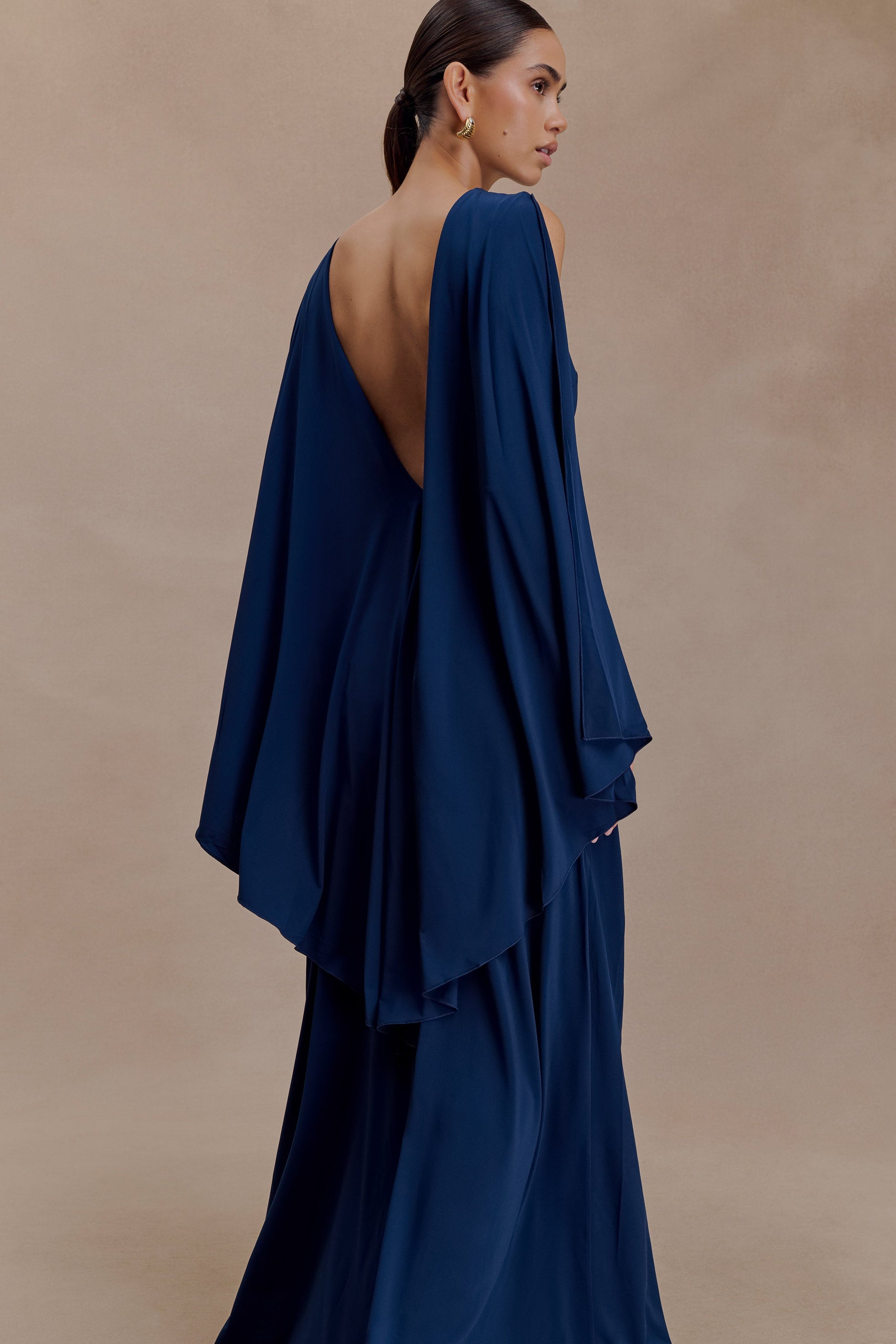 Emory Jersey Cape Maxi Dress - Navy #3
